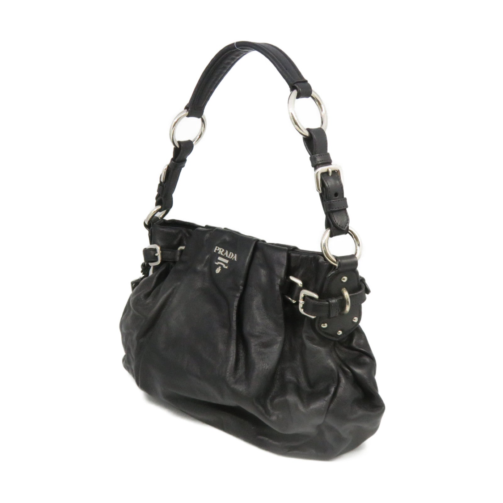 PRADA 牛皮皮革Shoulder Bag肩背袋黑色