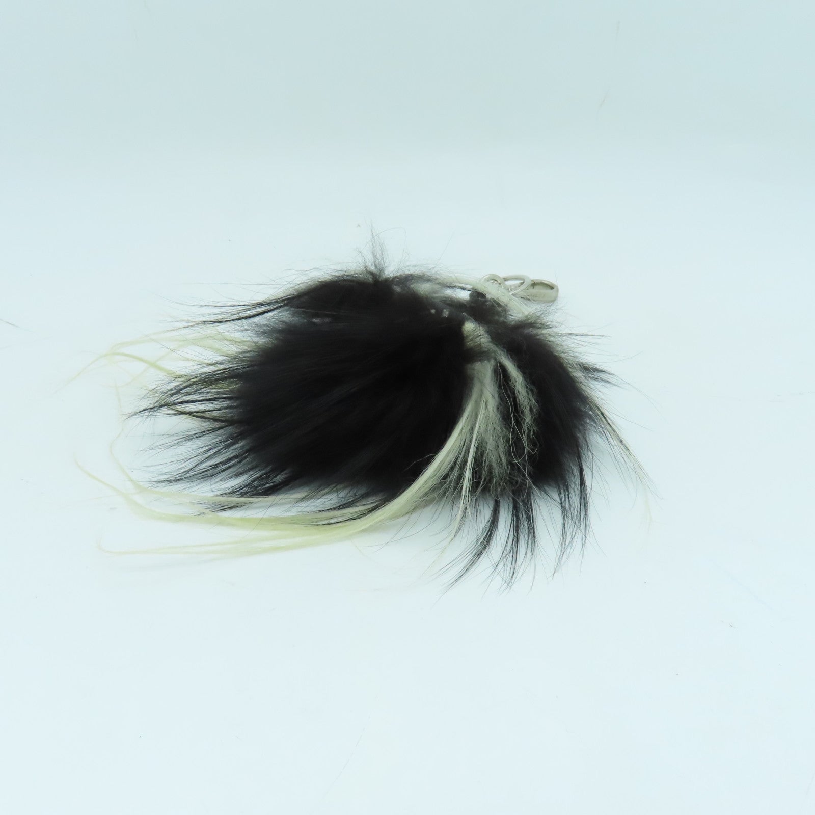 FENDI 毛皮/牛皮皮革Charm銀扣掛飾黑色