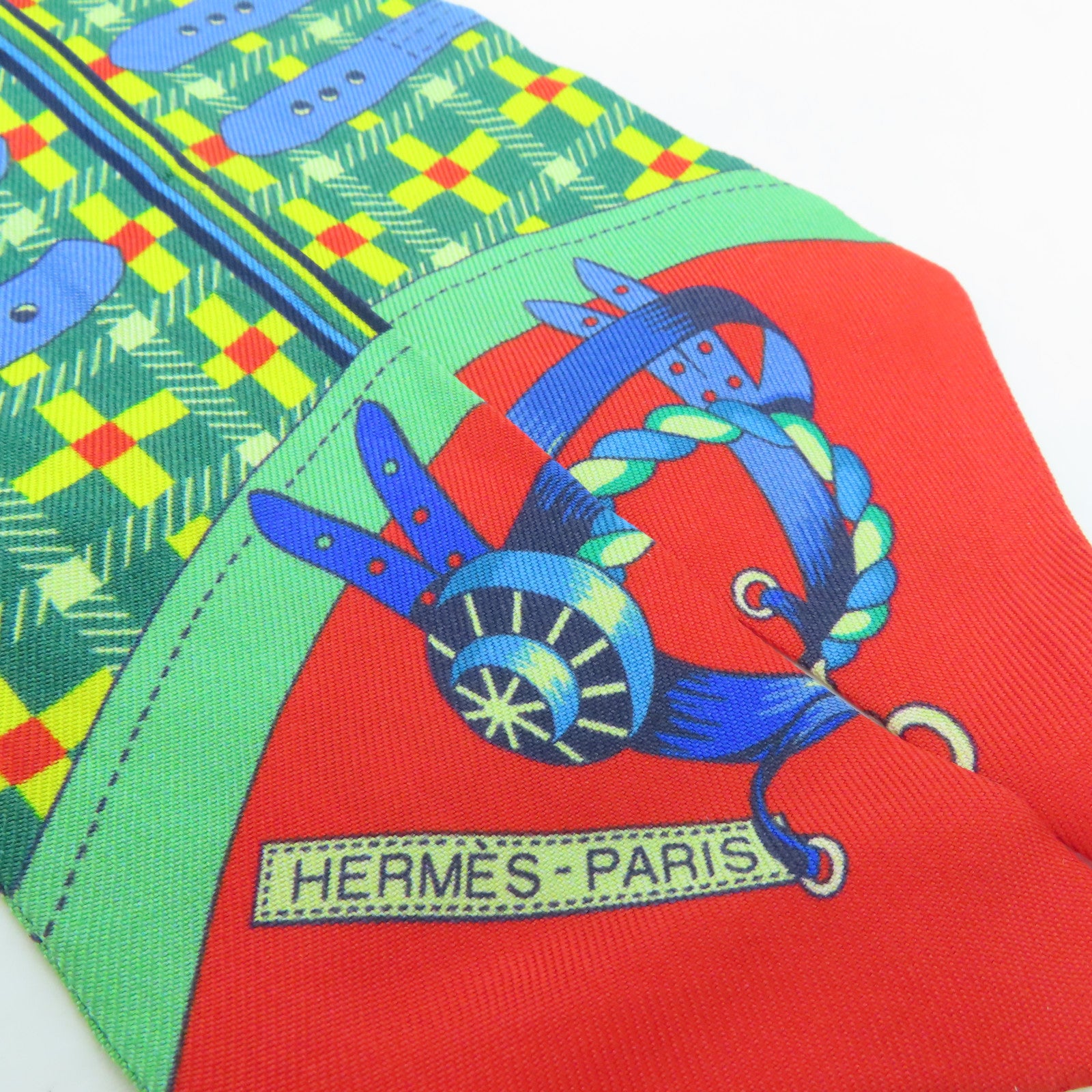 HERMES 【激減優惠】絲質Twilly絲巾綠色/彩色