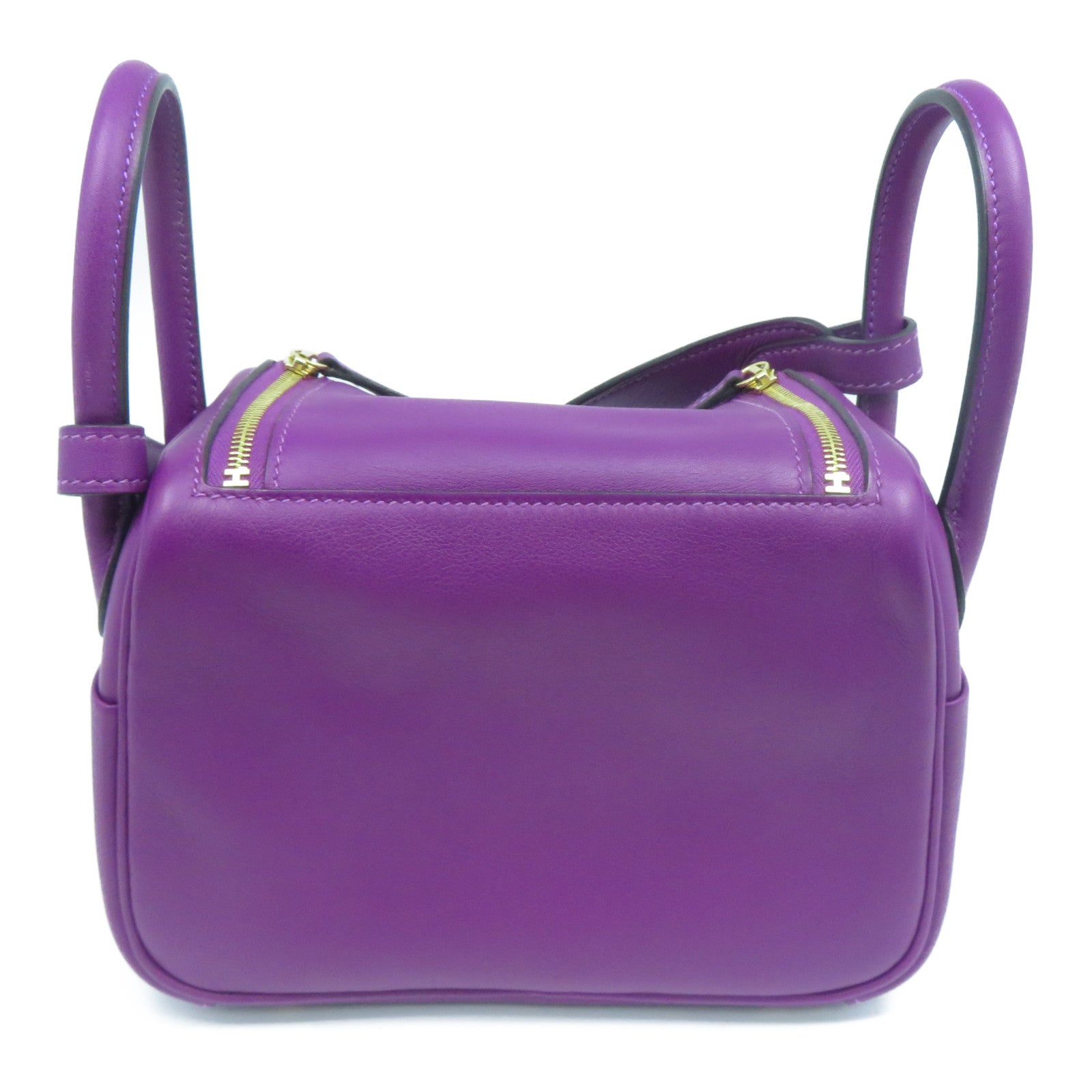 HERMES Swift皮革Mini Lindy金扣肩背袋紫色