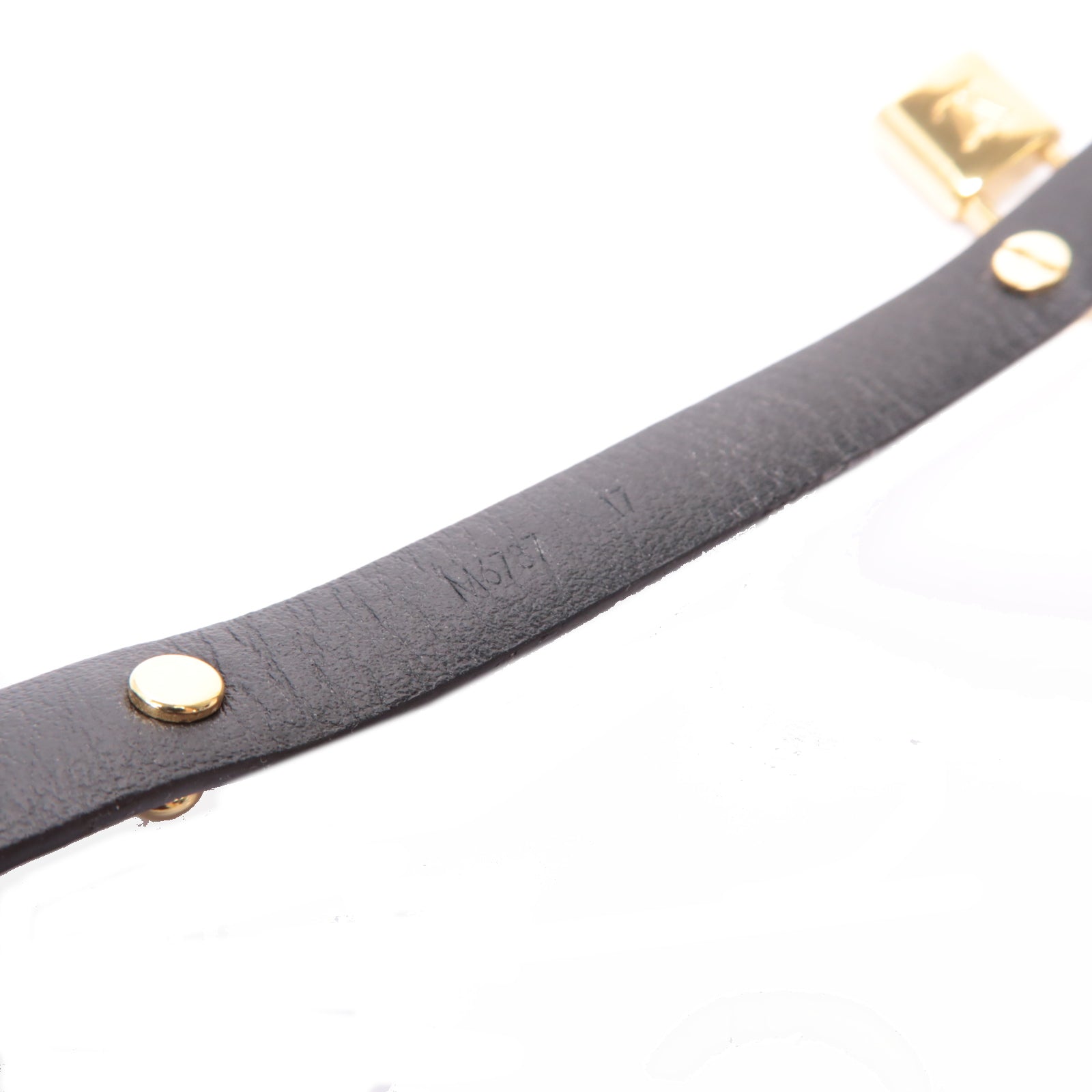 LOUIS VUITTON Monogram/皮革 Lock It Bracelet金扣手鐲啡色/黑色