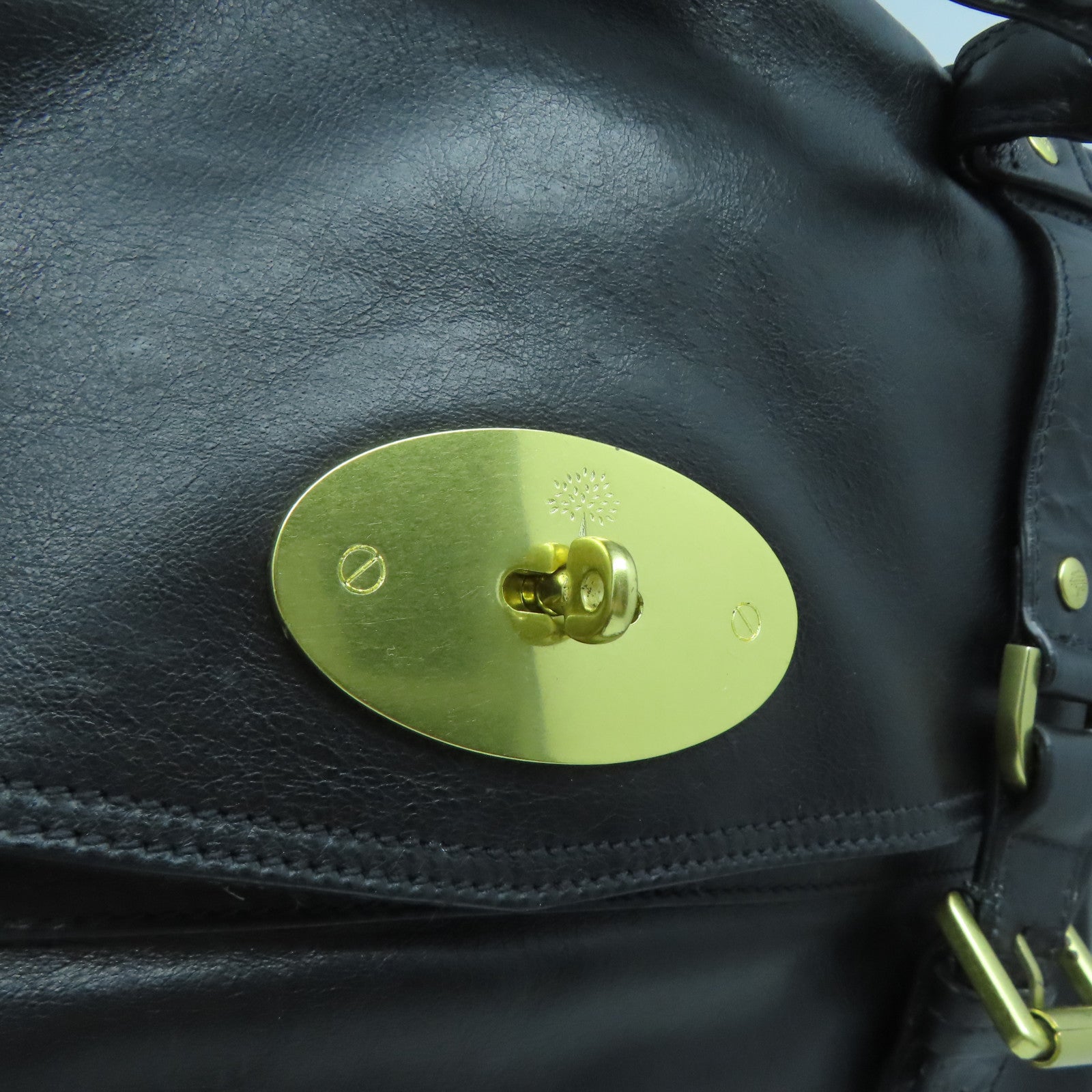 MULBERRY 牛皮皮革Shoulder Bag金扣手挽肩背兩用袋黑色