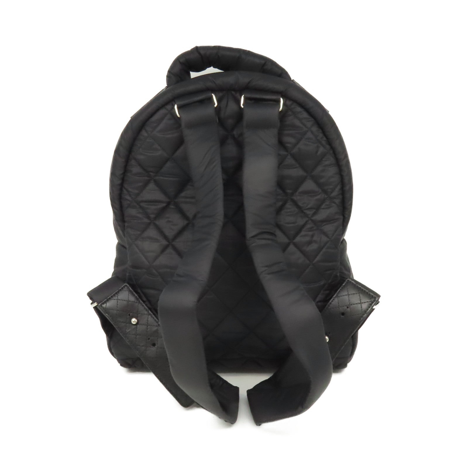 CHANEL 菱格尼龍Backpack銀扣背包黑色