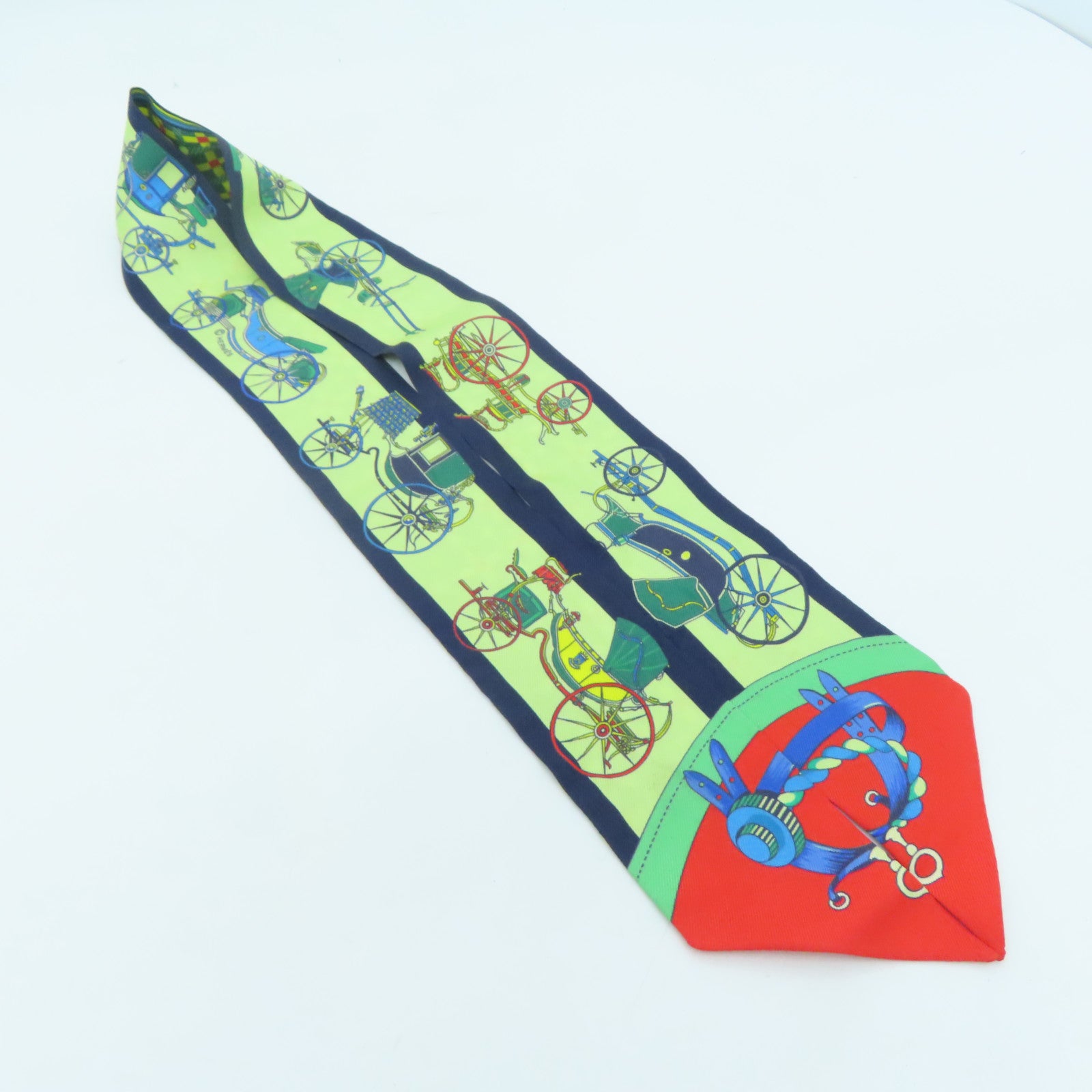 HERMES 【激減優惠】絲質Twilly絲巾綠色/彩色