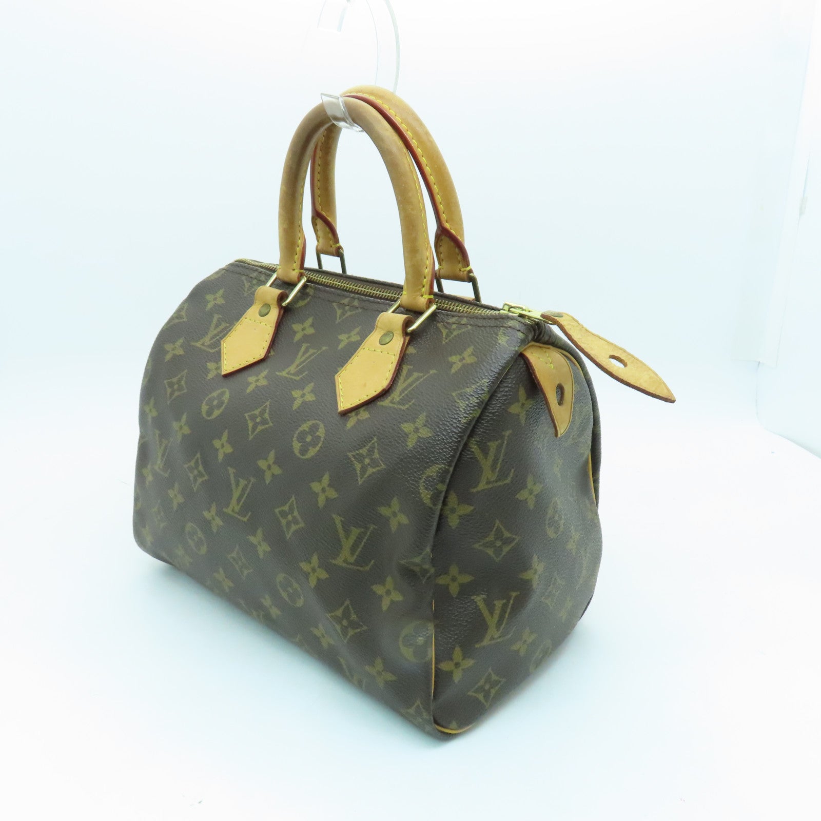LOUIS VUITTON Monogram Speedy 25 Gold Buckle Hand Bag Brown