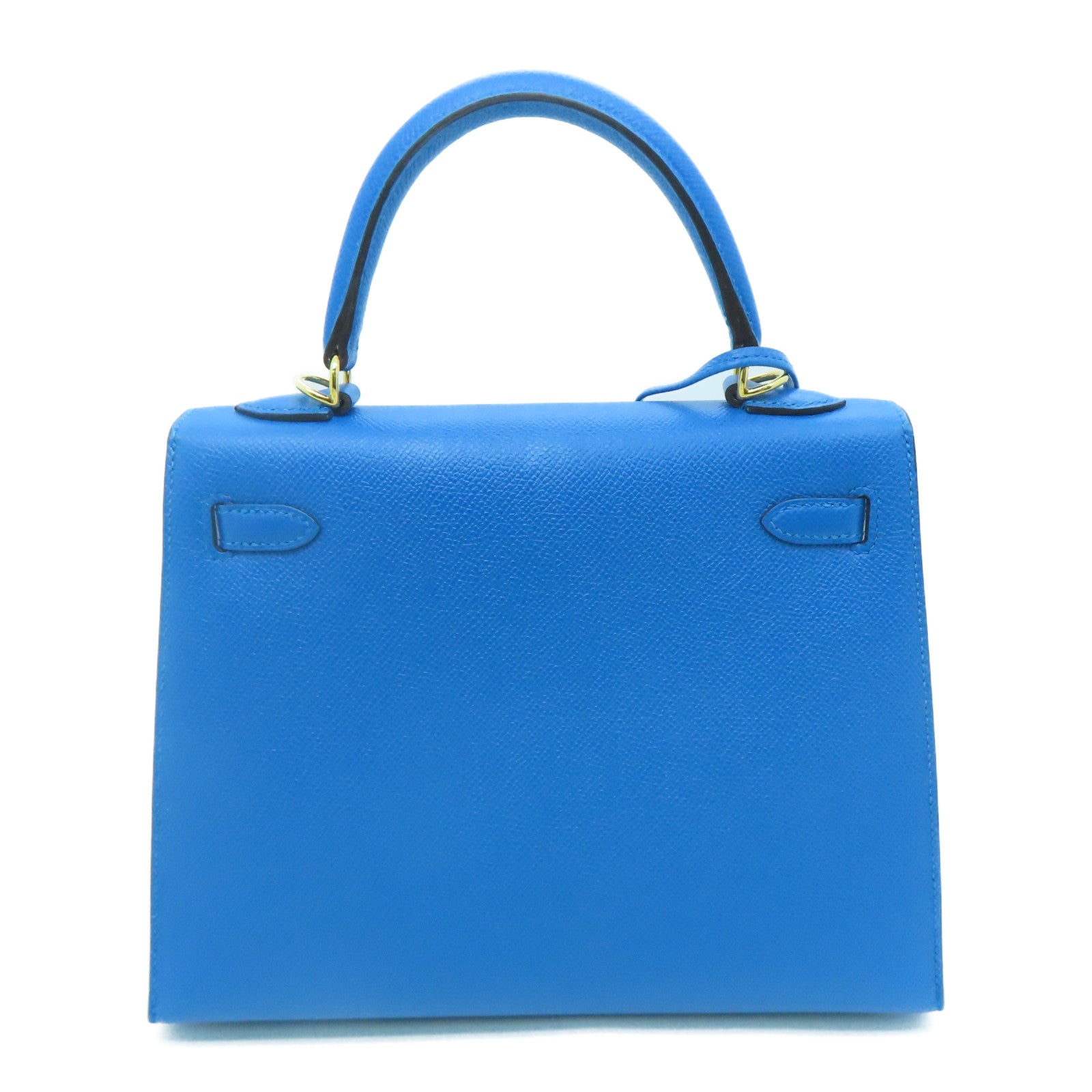 HERMES Epsom皮革Kelly 25金扣手挽肩背兩用袋Blue Zanzibar/藍色