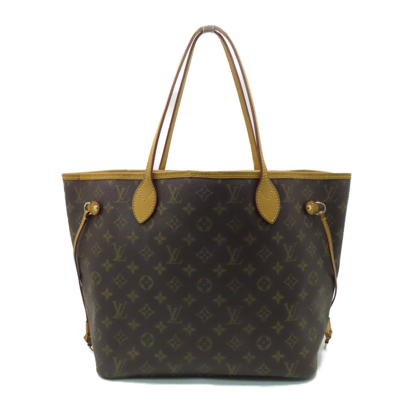 LOUIS VUITTON Monogram Neverfull MM金扣手挽袋啡色