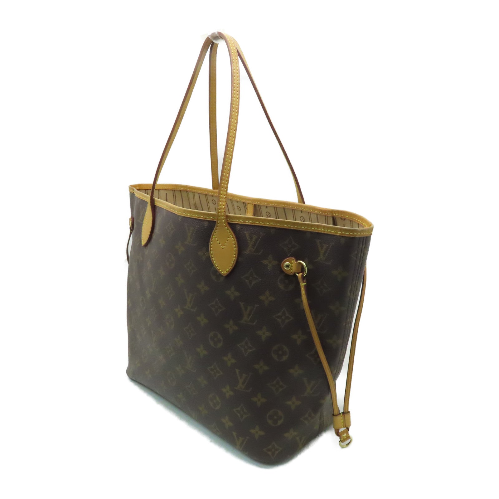 LOUIS VUITTON Monogram Neverfull MM金扣手挽袋啡色