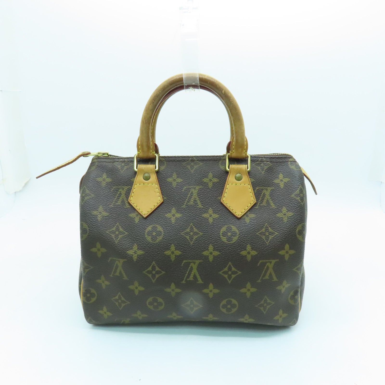 LOUIS VUITTON Monogram Speedy 25 Gold Buckle Hand Bag Brown