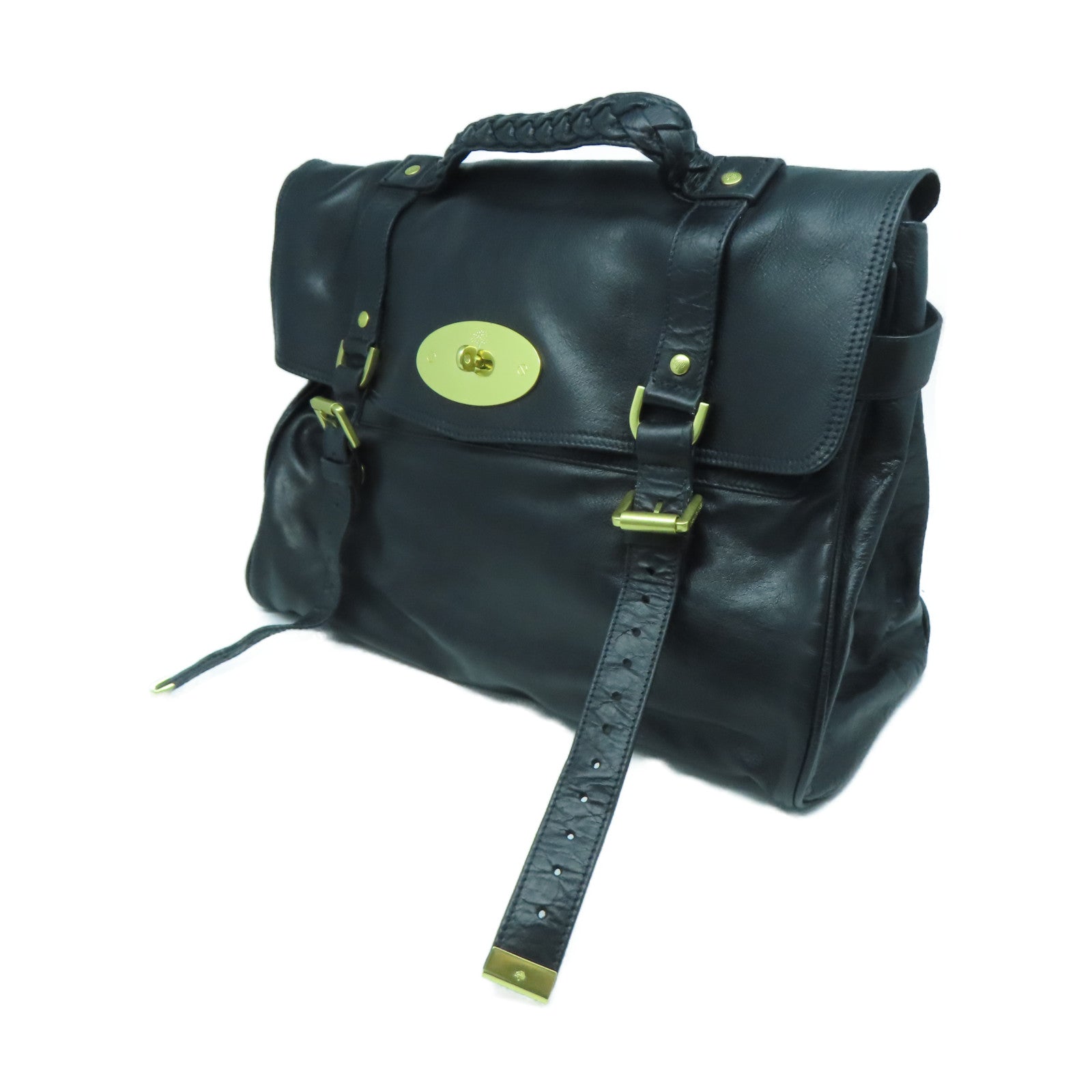 MULBERRY 牛皮皮革Shoulder Bag金扣手挽肩背兩用袋黑色