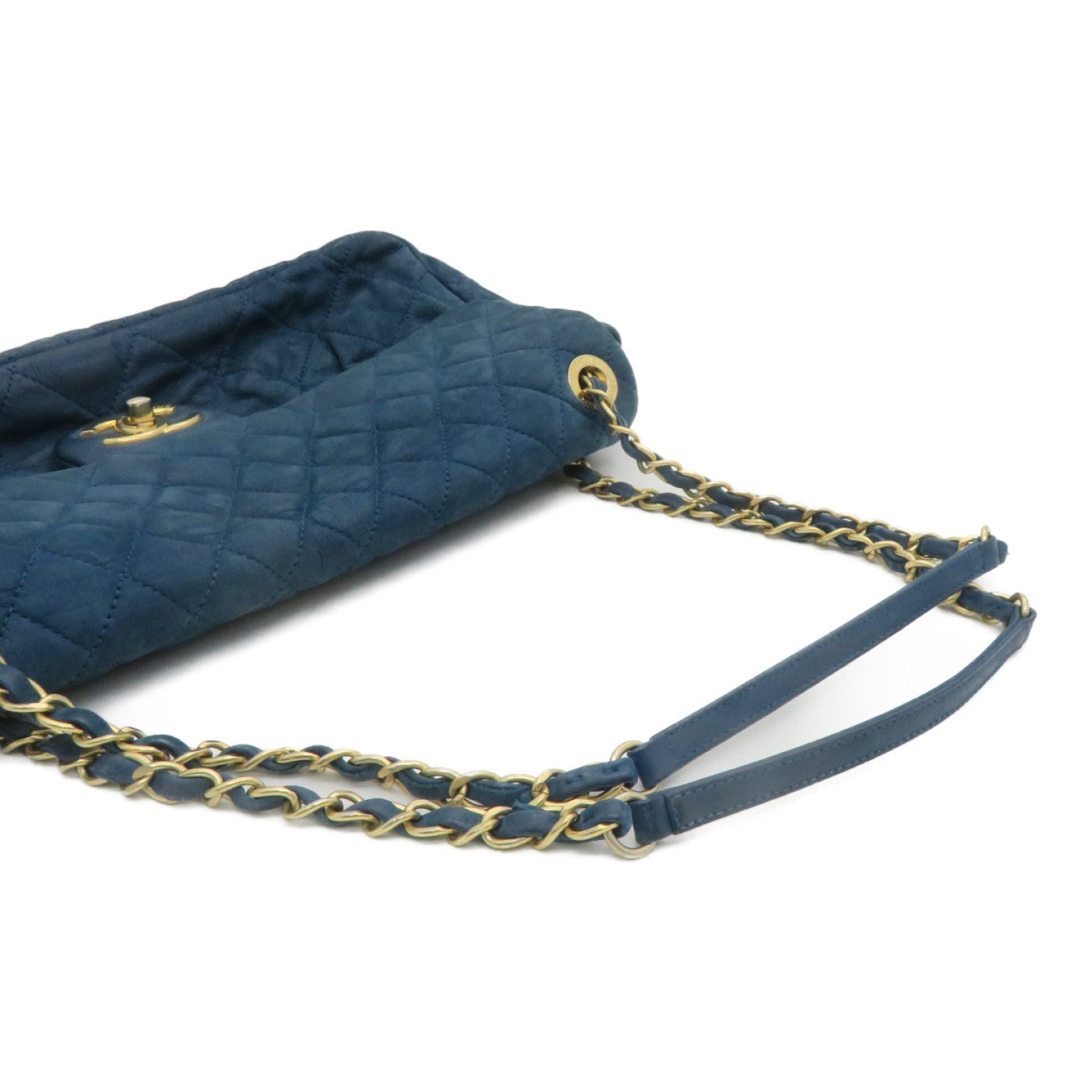 CHANEL 菱格帆布Chain Shoulder Bag金扣肩背袋绿色