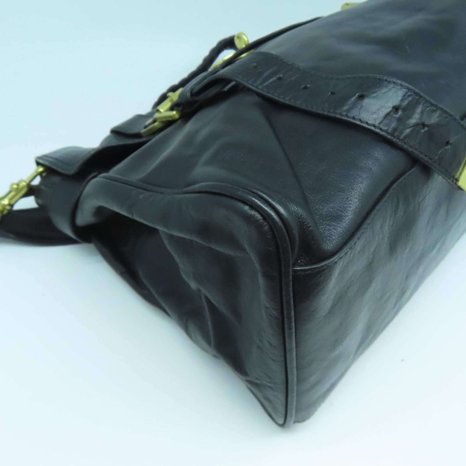 MULBERRY 牛皮皮革Shoulder Bag金扣手挽肩背兩用袋黑色