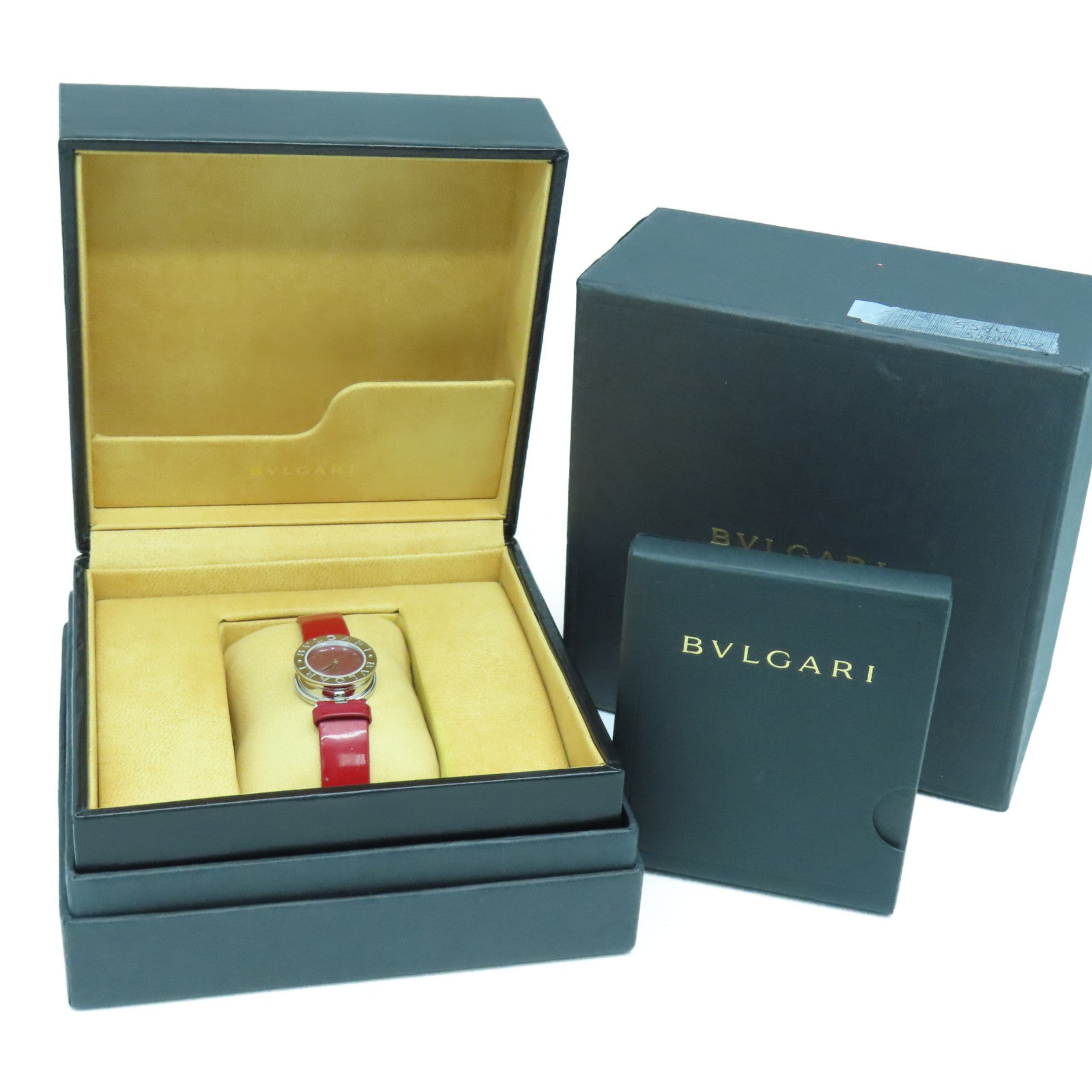 BVLGARI B-zero1不鏽鋼/漆皮皮革手錶石英機芯
