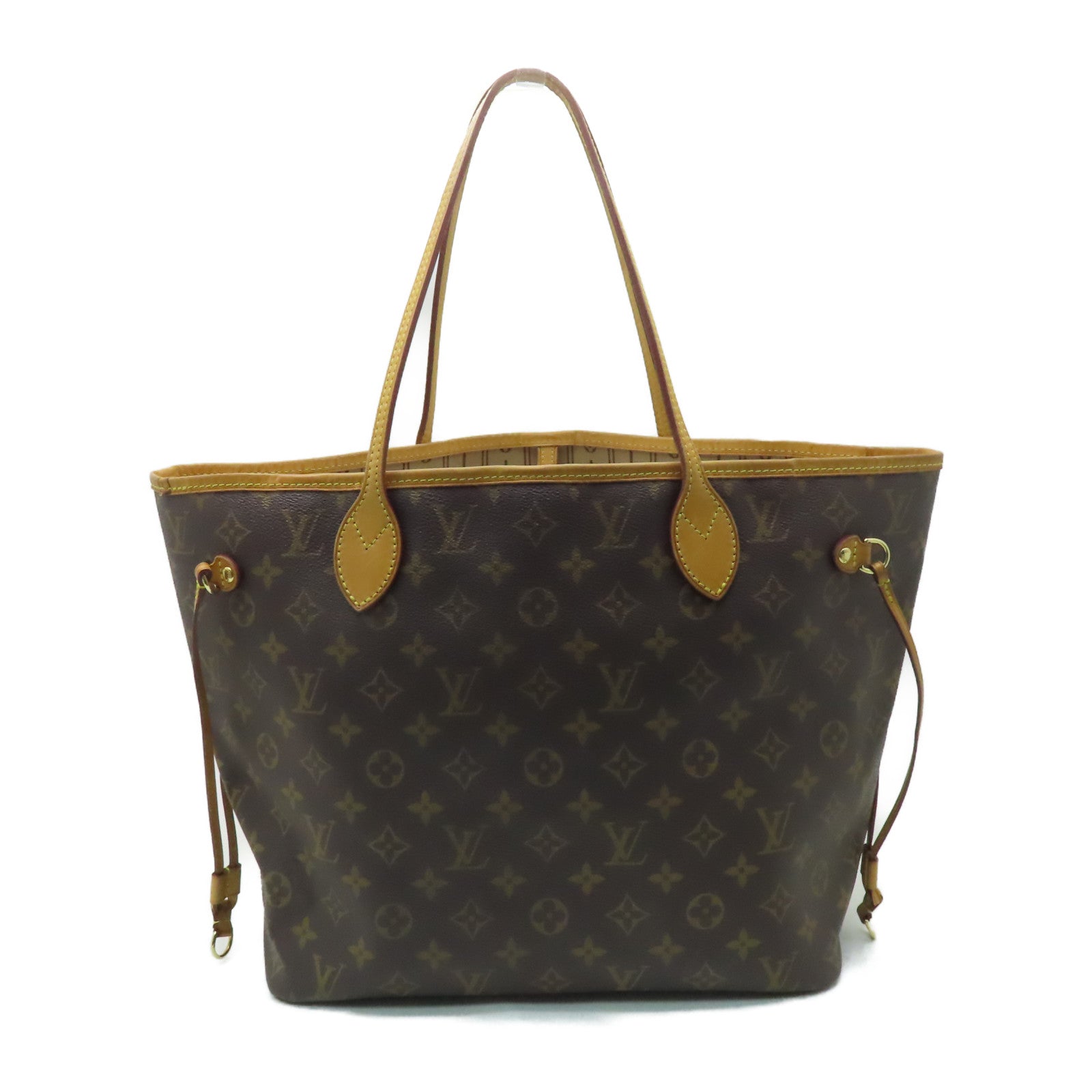 LOUIS VUITTON Monogram Neverfull MM金扣手挽袋啡色