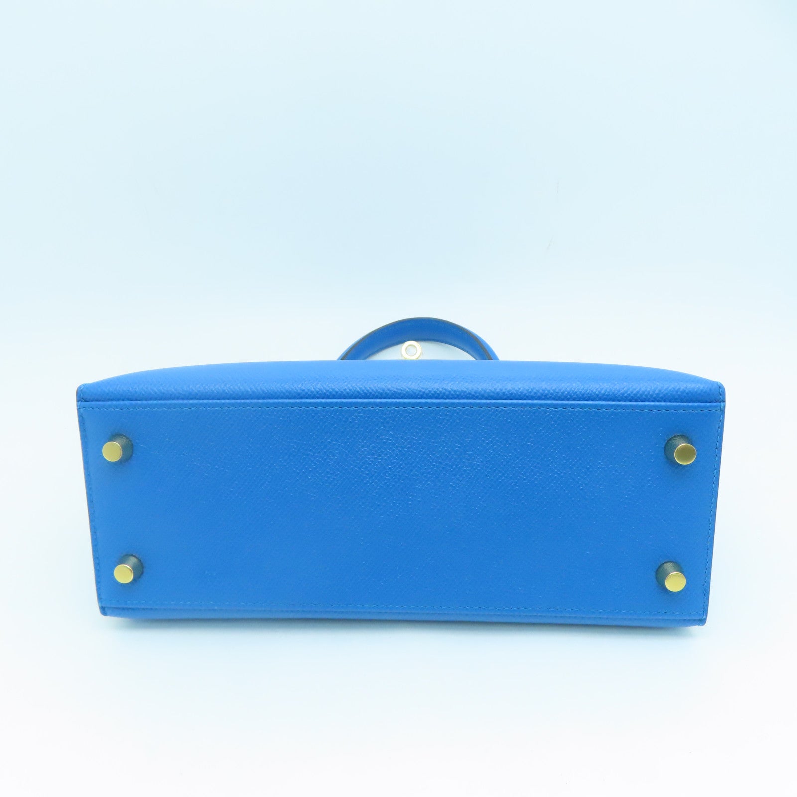 HERMES Epsom皮革Kelly 25金扣手挽肩背兩用袋Blue Zanzibar/藍色
