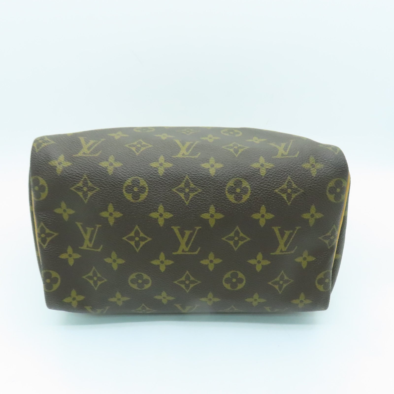 LOUIS VUITTON Monogram Speedy 25 Gold Buckle Hand Bag Brown