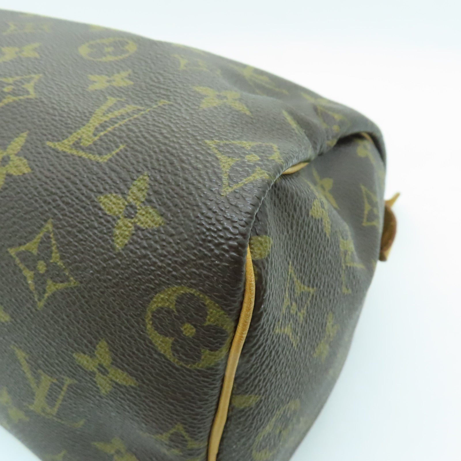 LOUIS VUITTON Monogram Speedy 25 Gold Buckle Hand Bag Brown