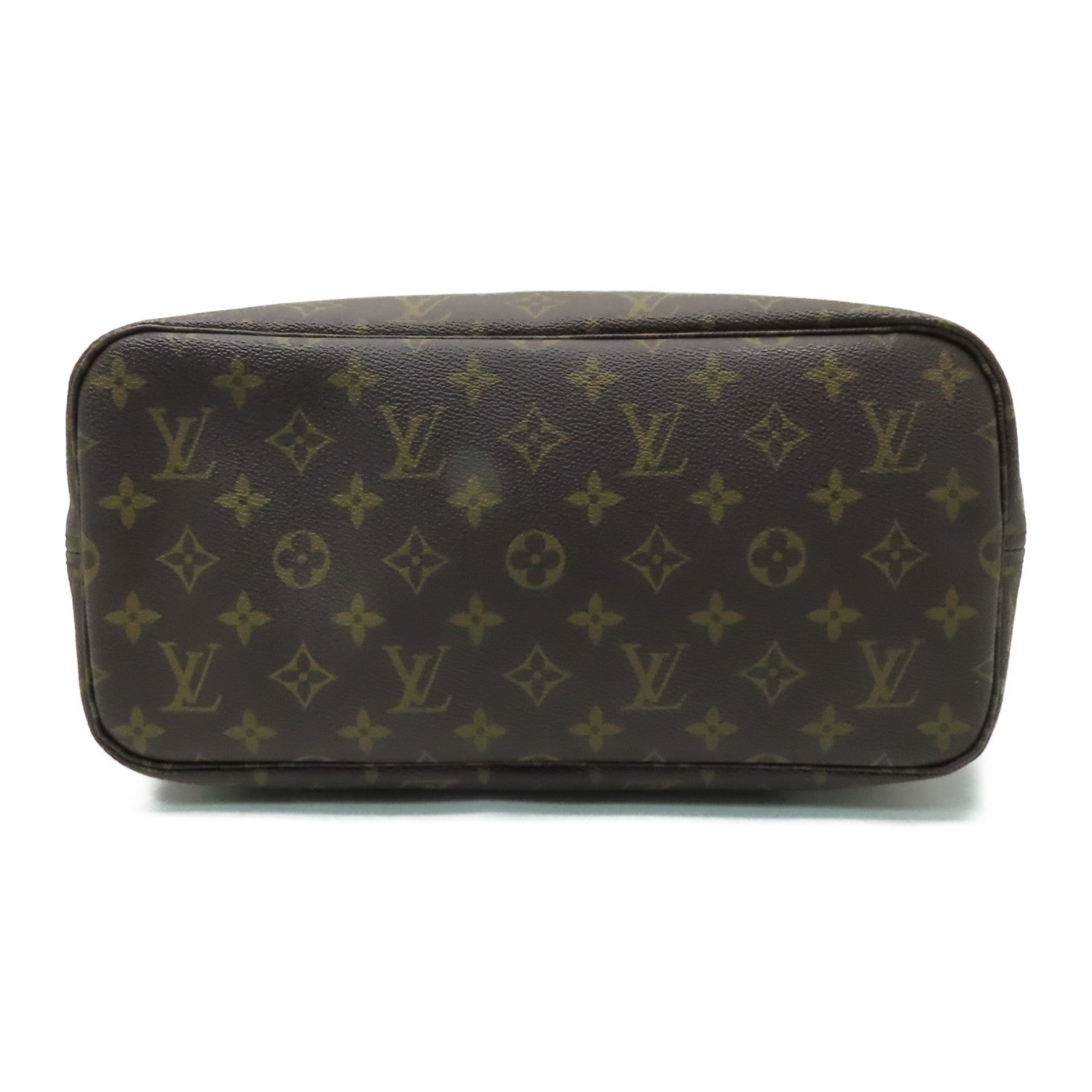 LOUIS VUITTON Monogram Neverfull MM金扣手挽袋啡色