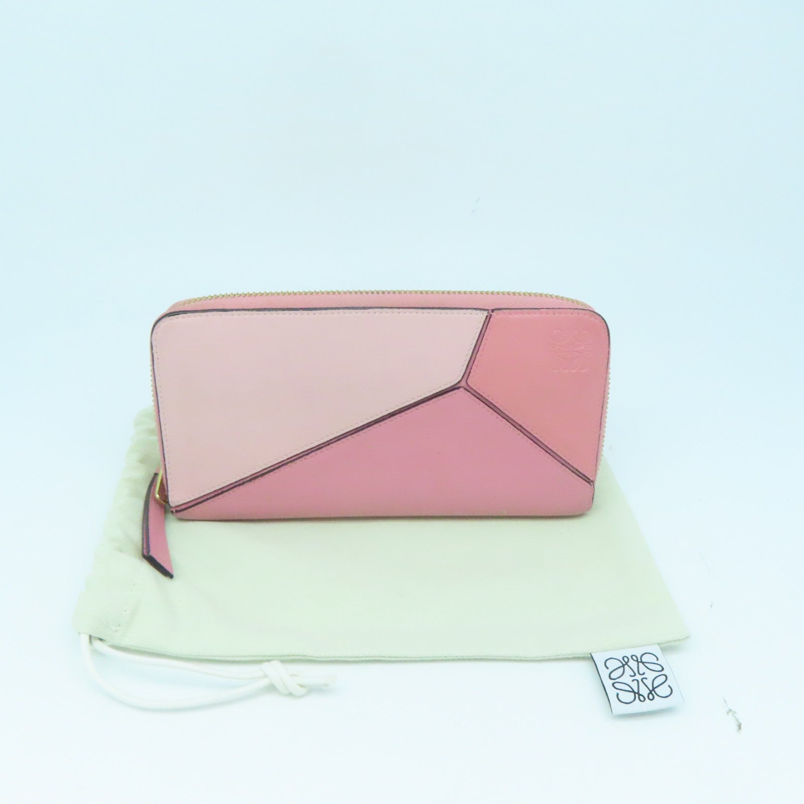 LOEWE 牛皮皮革Zipped Long Wallet金扣长钱包粉红色