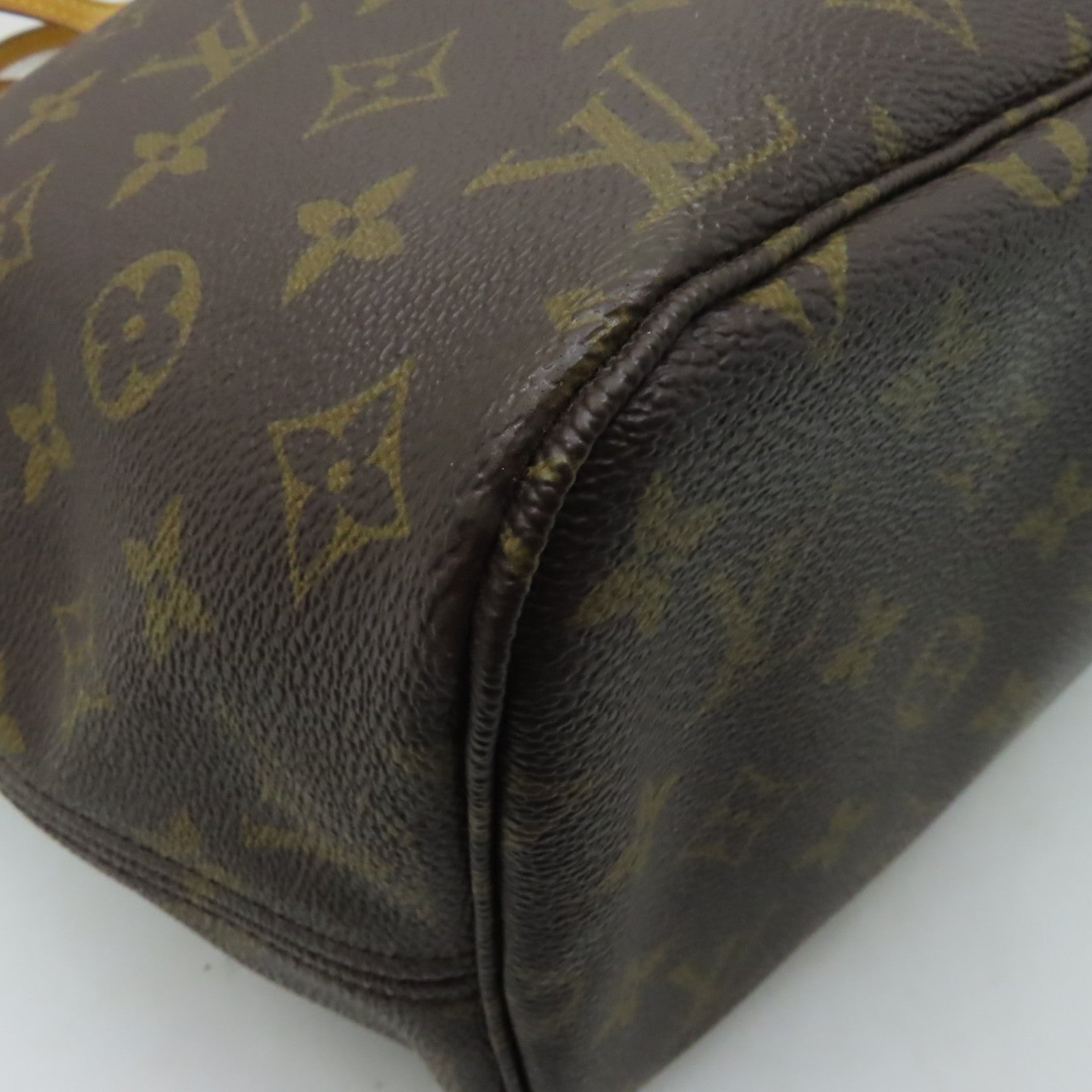 LOUIS VUITTON Monogram Neverfull MM金扣手挽袋啡色
