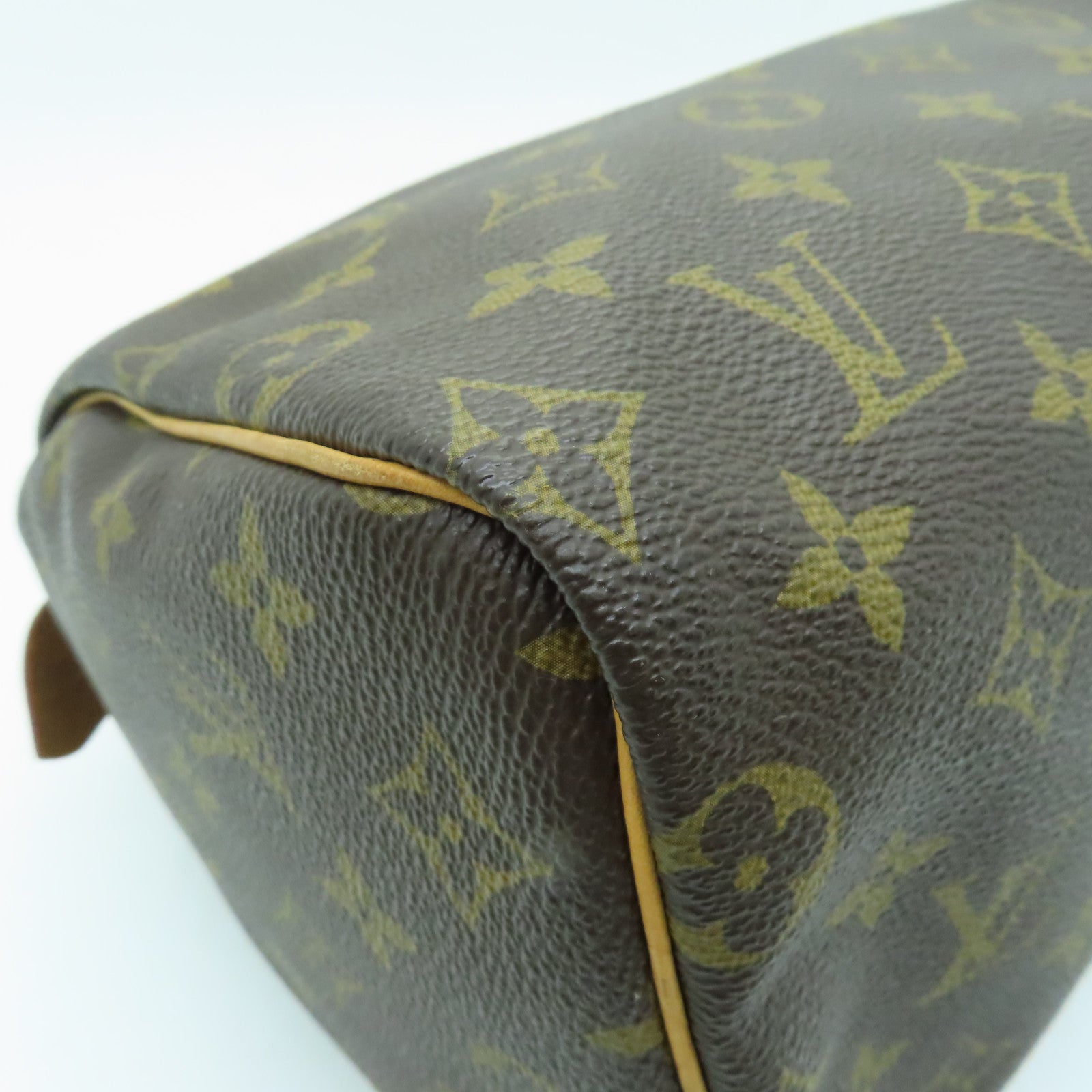 LOUIS VUITTON Monogram Speedy 25 Gold Buckle Hand Bag Brown