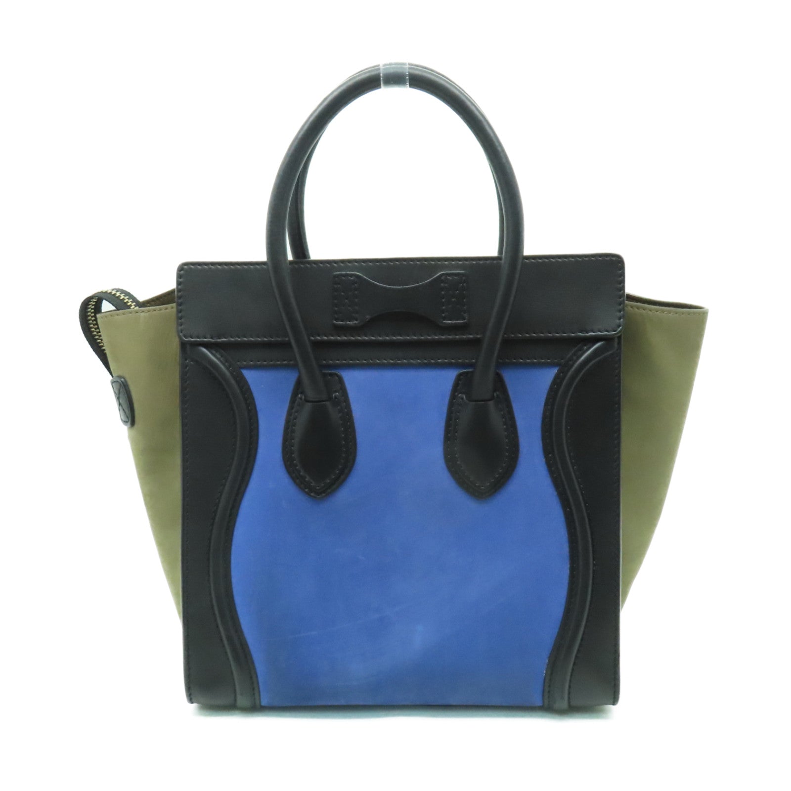 CELINE 牛皮皮革/麂皮皮革Micro Luggage金扣手挽袋藍色/黑色/灰色
