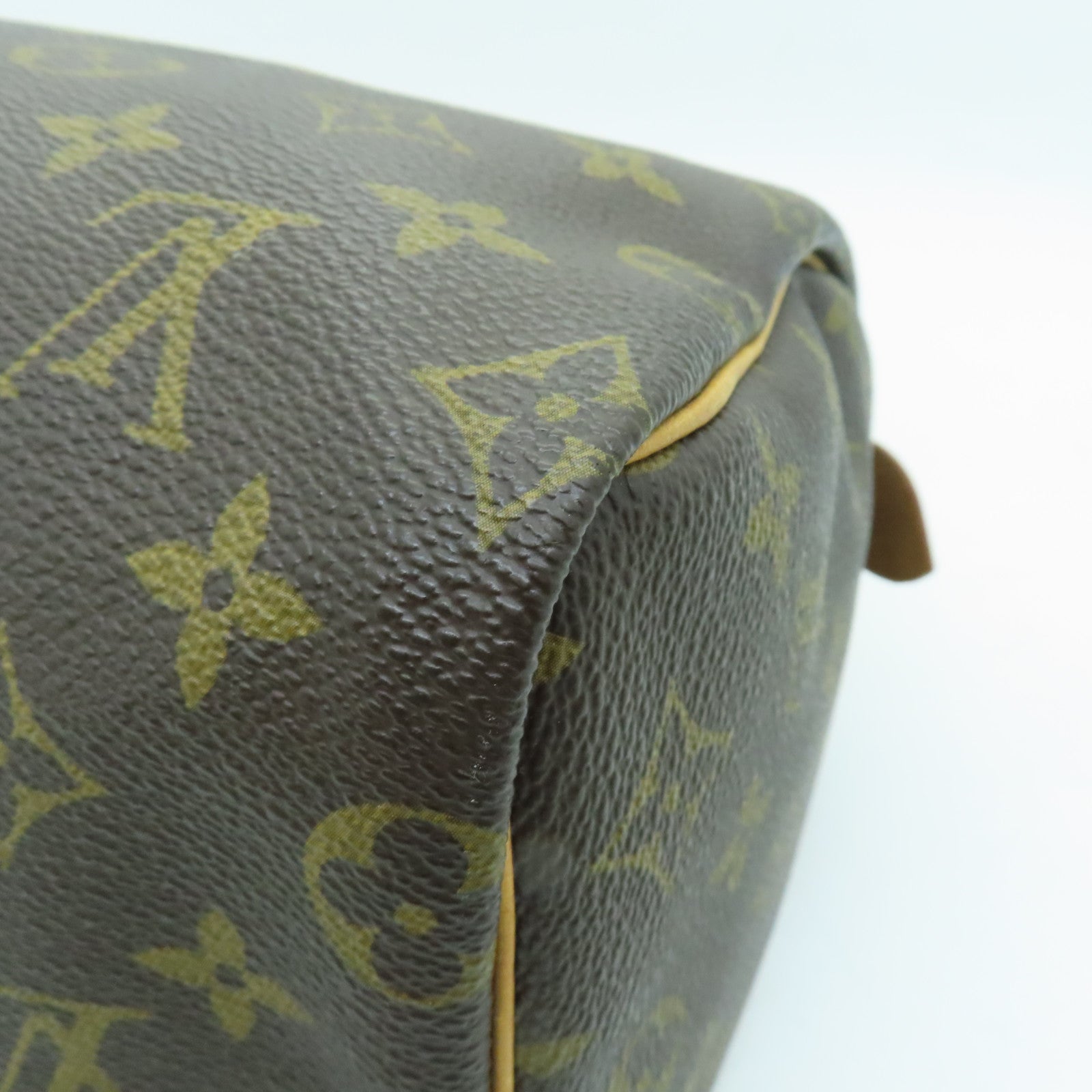 LOUIS VUITTON Monogram Speedy 25 Gold Buckle Hand Bag Brown