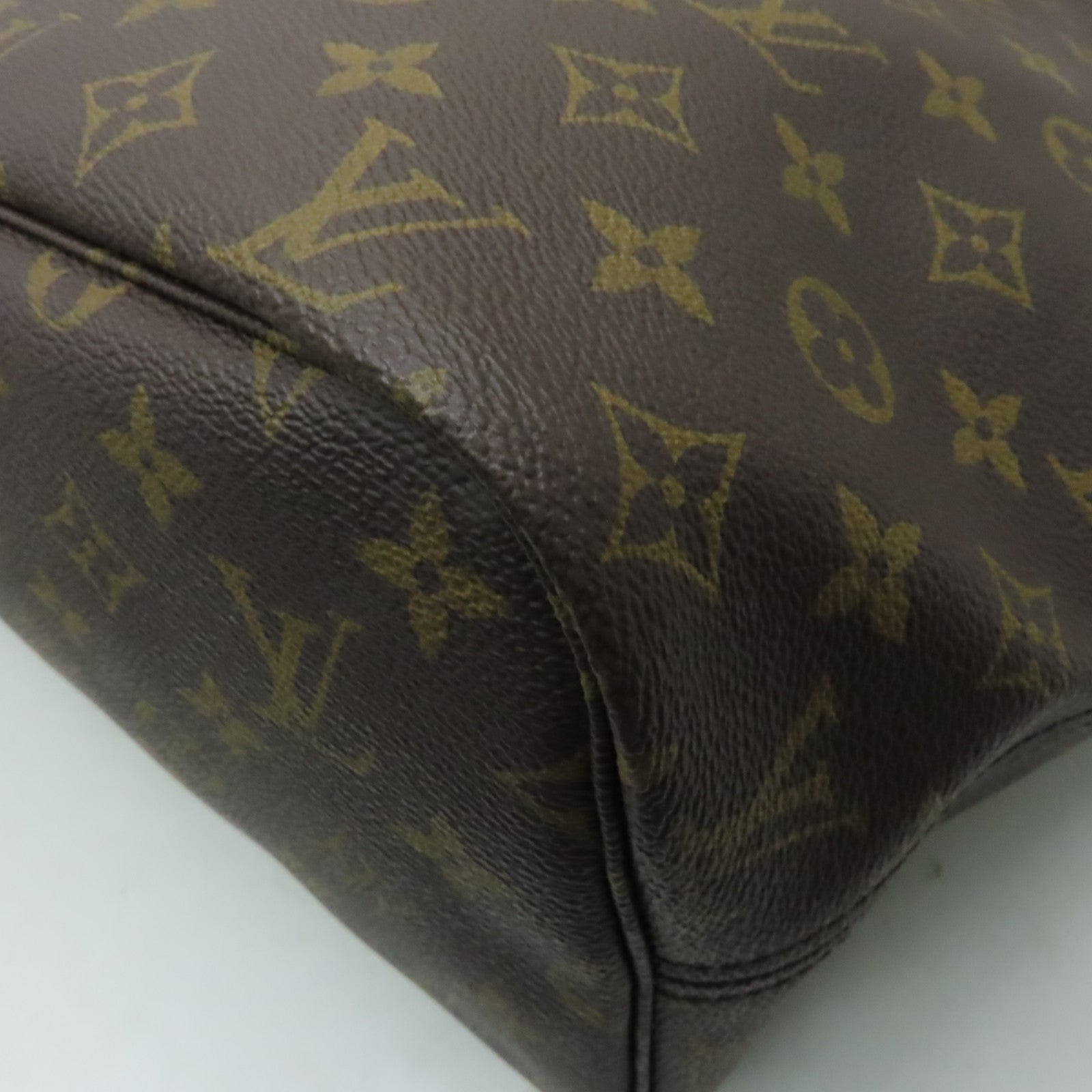 LOUIS VUITTON Monogram Neverfull MM金扣手挽袋啡色