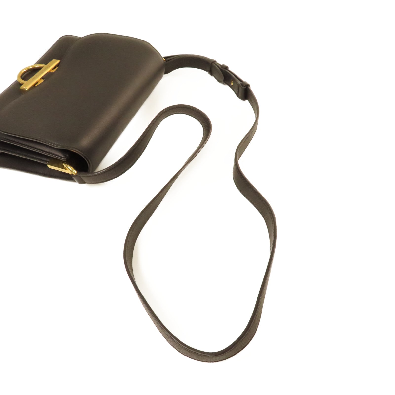 Salvatore Ferragamo 牛皮皮革Shoulder Bag金扣肩背袋黑色