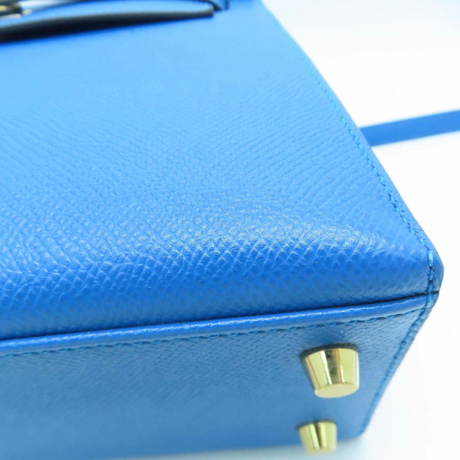 HERMES Epsom皮革Kelly 25金扣手挽肩背兩用袋Blue Zanzibar/藍色