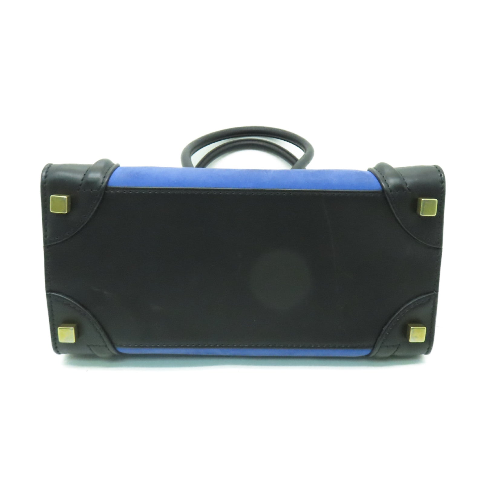 CELINE 牛皮皮革/麂皮皮革Micro Luggage金扣手挽袋藍色/黑色/灰色