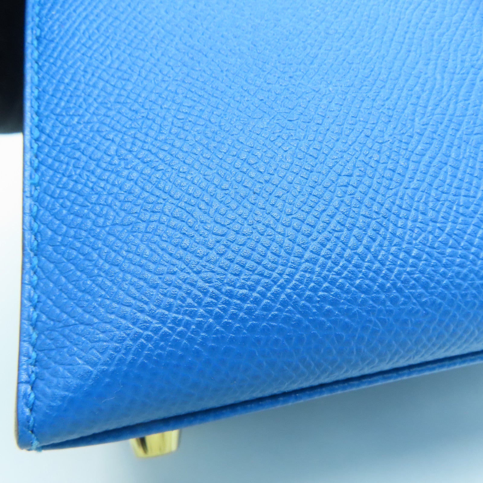 HERMES Epsom皮革Kelly 25金扣手挽肩背兩用袋Blue Zanzibar/藍色