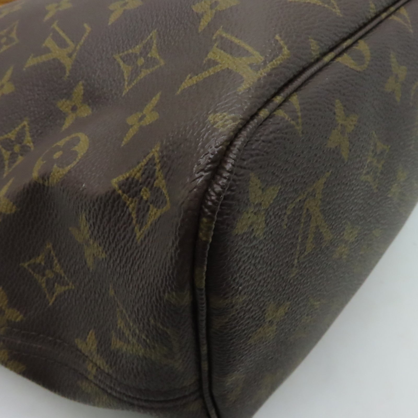 LOUIS VUITTON Monogram Neverfull MM金扣手挽袋啡色
