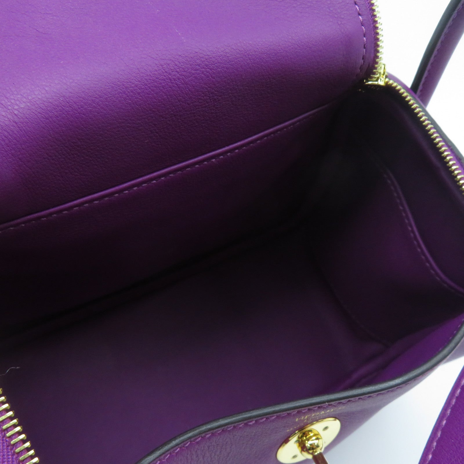 HERMES Swift皮革Mini Lindy金扣肩背袋紫色