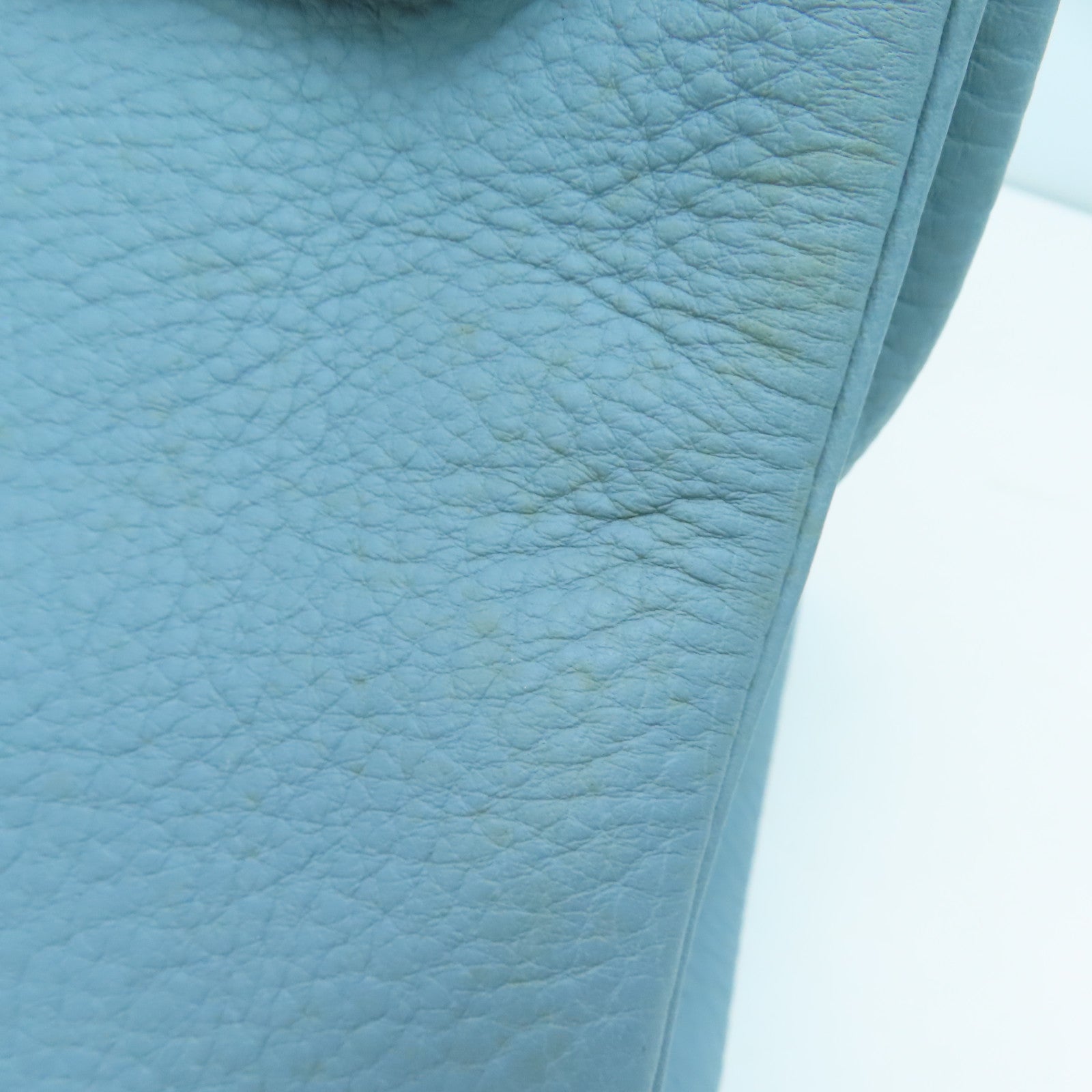 HERMES Clemence皮革Shoulder Birkin银扣手挽袋灰水蓝
