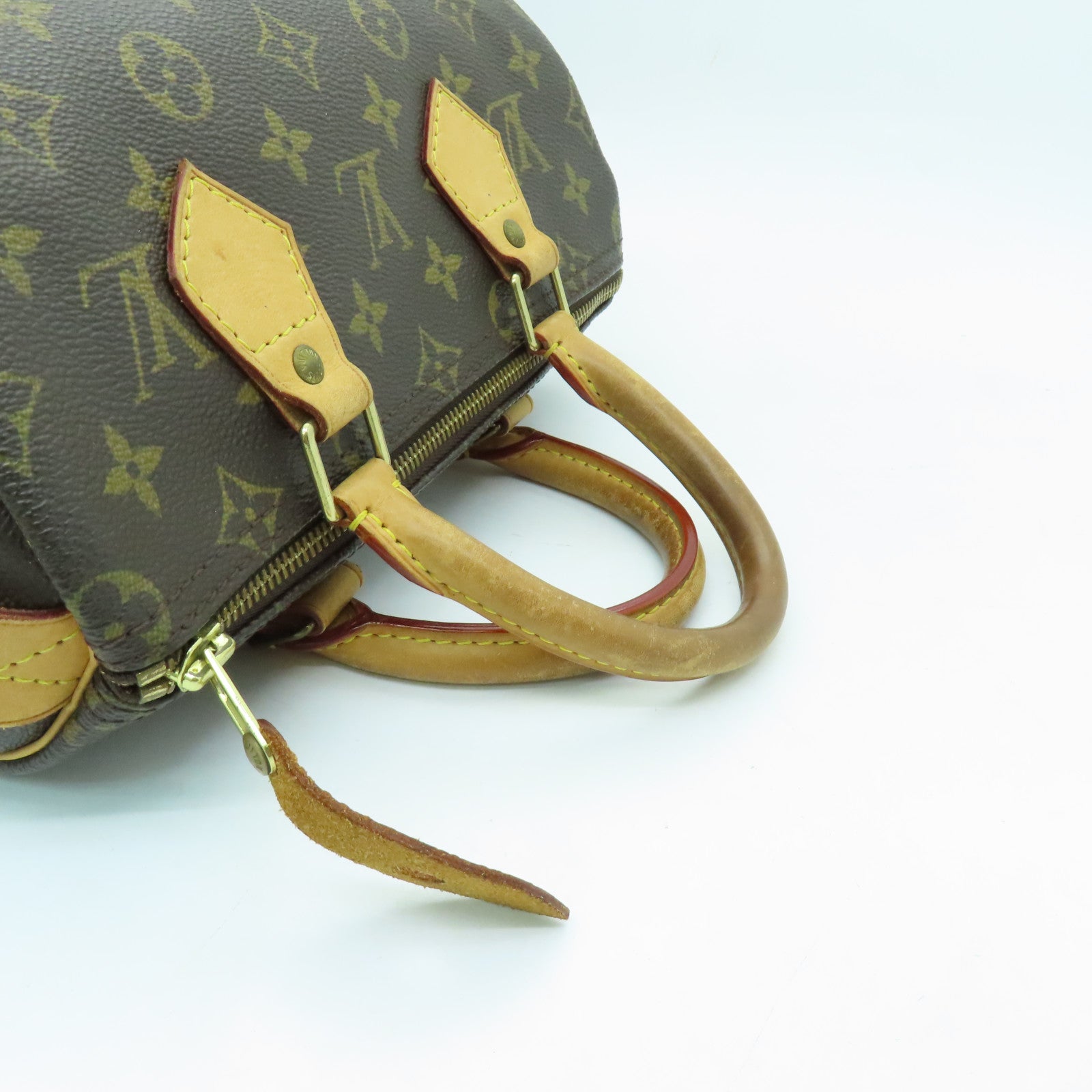 LOUIS VUITTON Monogram Speedy 25 Gold Buckle Hand Bag Brown