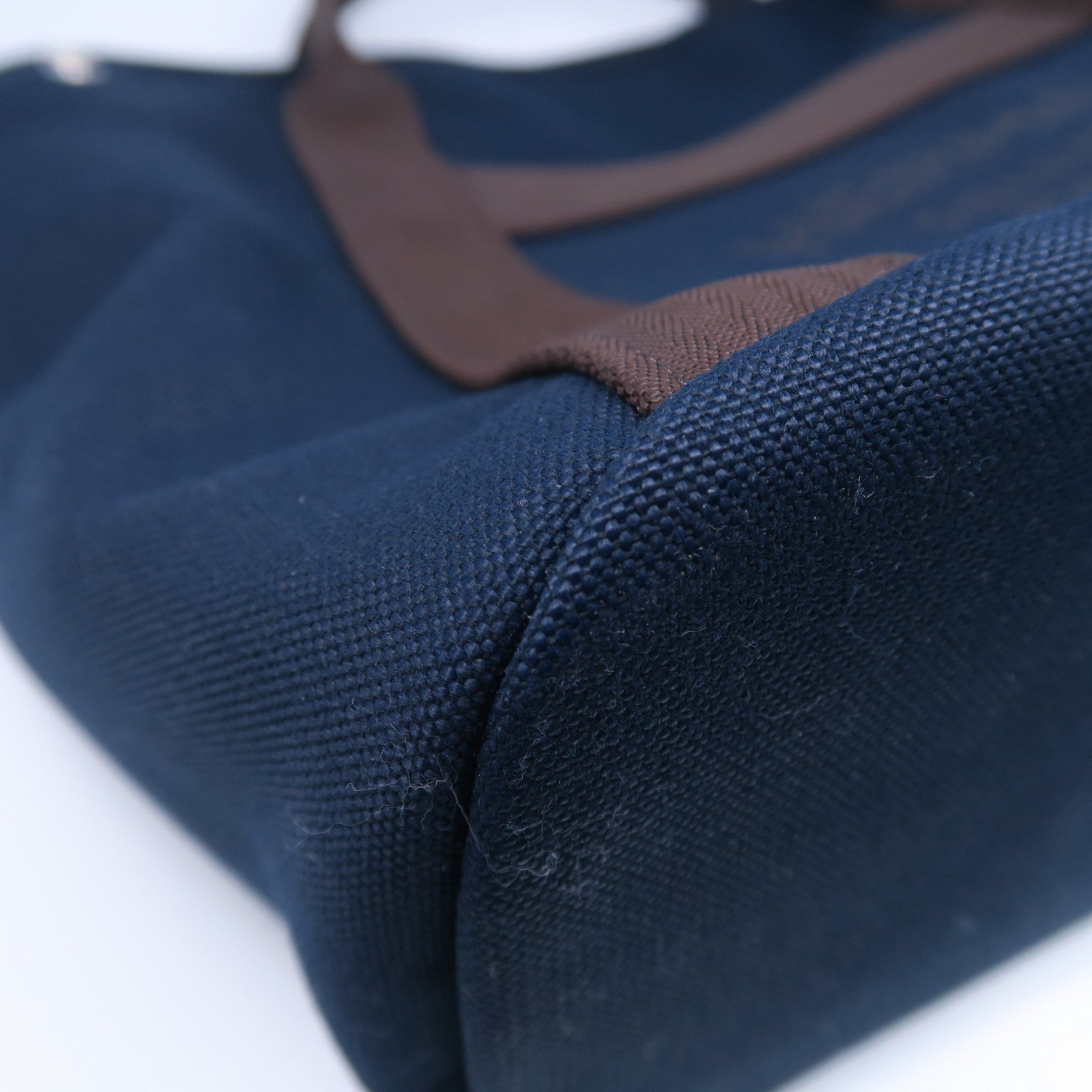 HERMES 帆布Sac De Pansage Groom銀扣手挽肩背兩用袋Bleu Indigo靛藍色/Feu火焰橘色