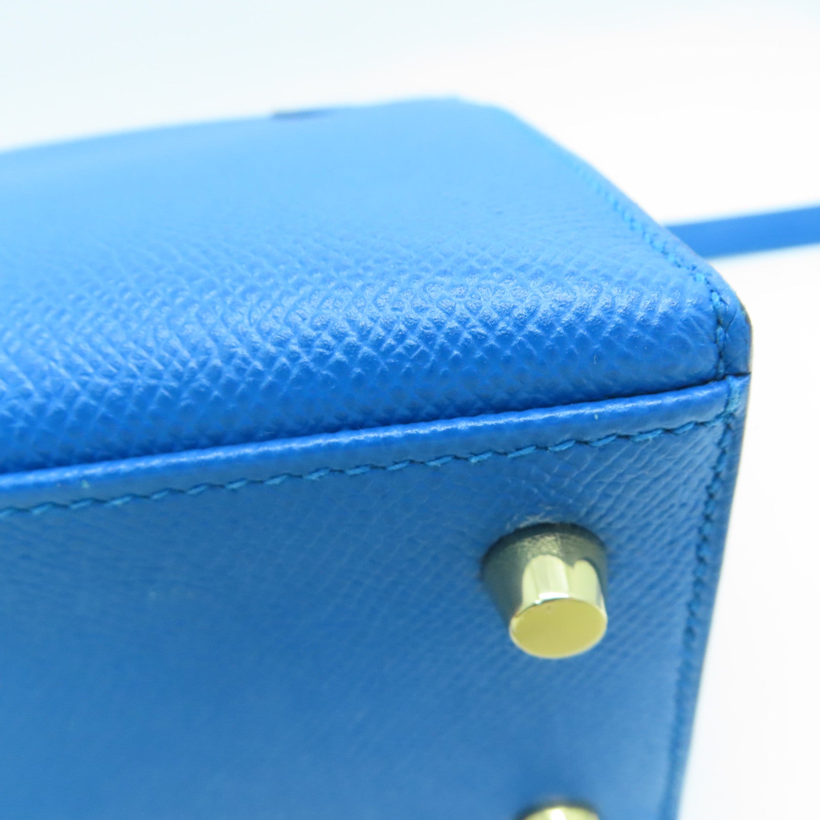 HERMES Epsom皮革Kelly 25金扣手挽肩背兩用袋Blue Zanzibar/藍色