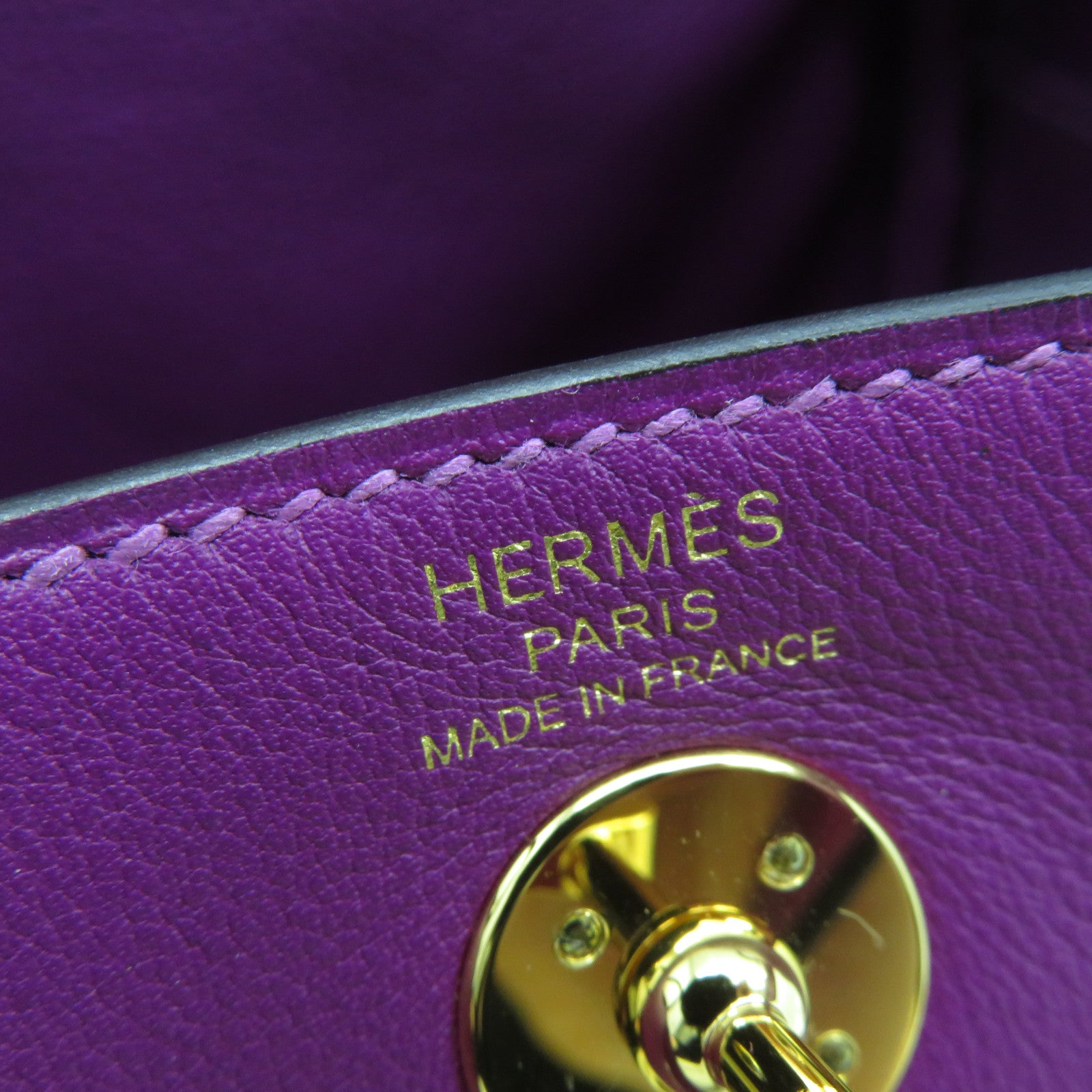 HERMES Swift皮革Mini Lindy金扣肩背袋紫色