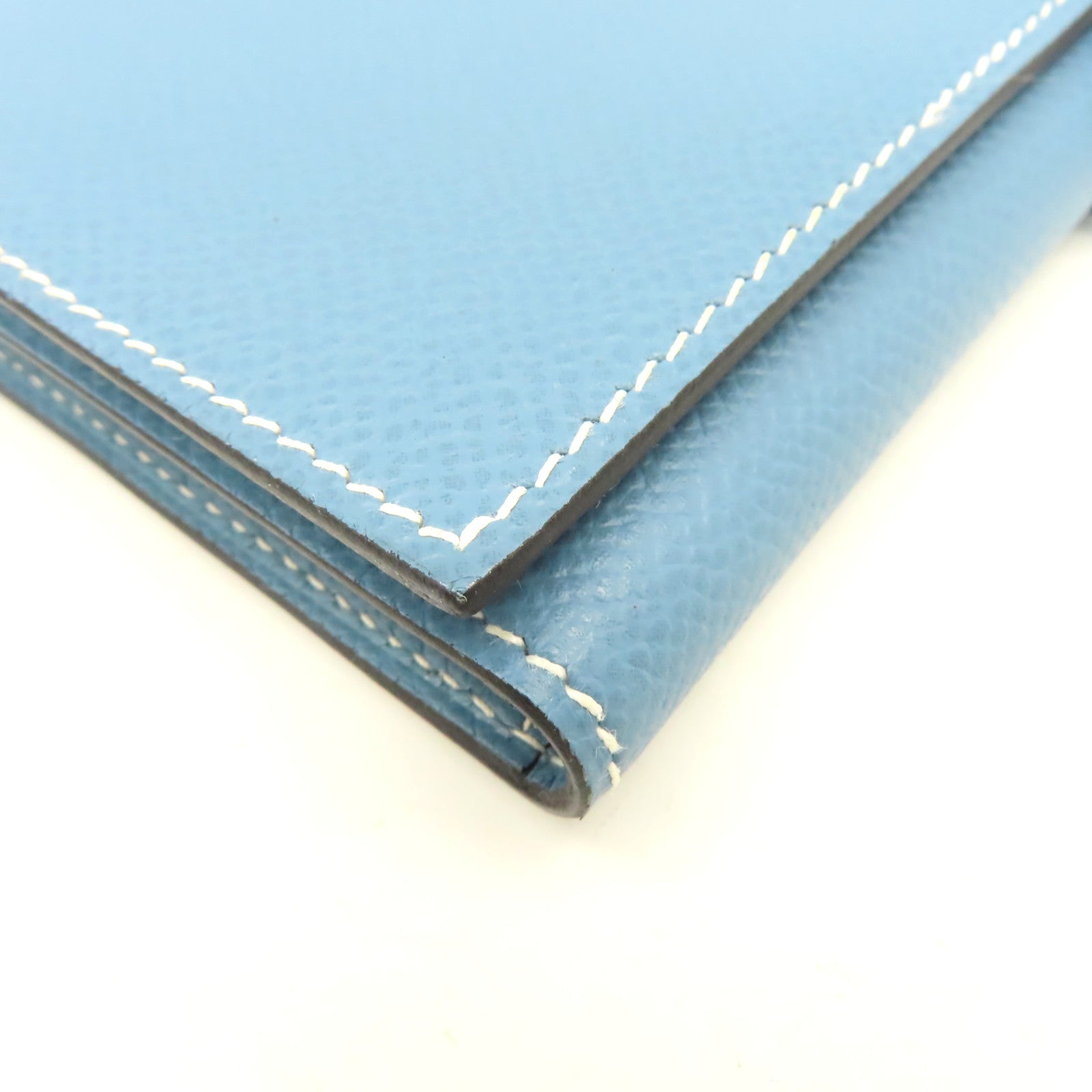 HERMES 【激減優惠】Epsom皮革Bearn W Snap Long Wallet銀扣長錢包Blue Jean牛仔藍
