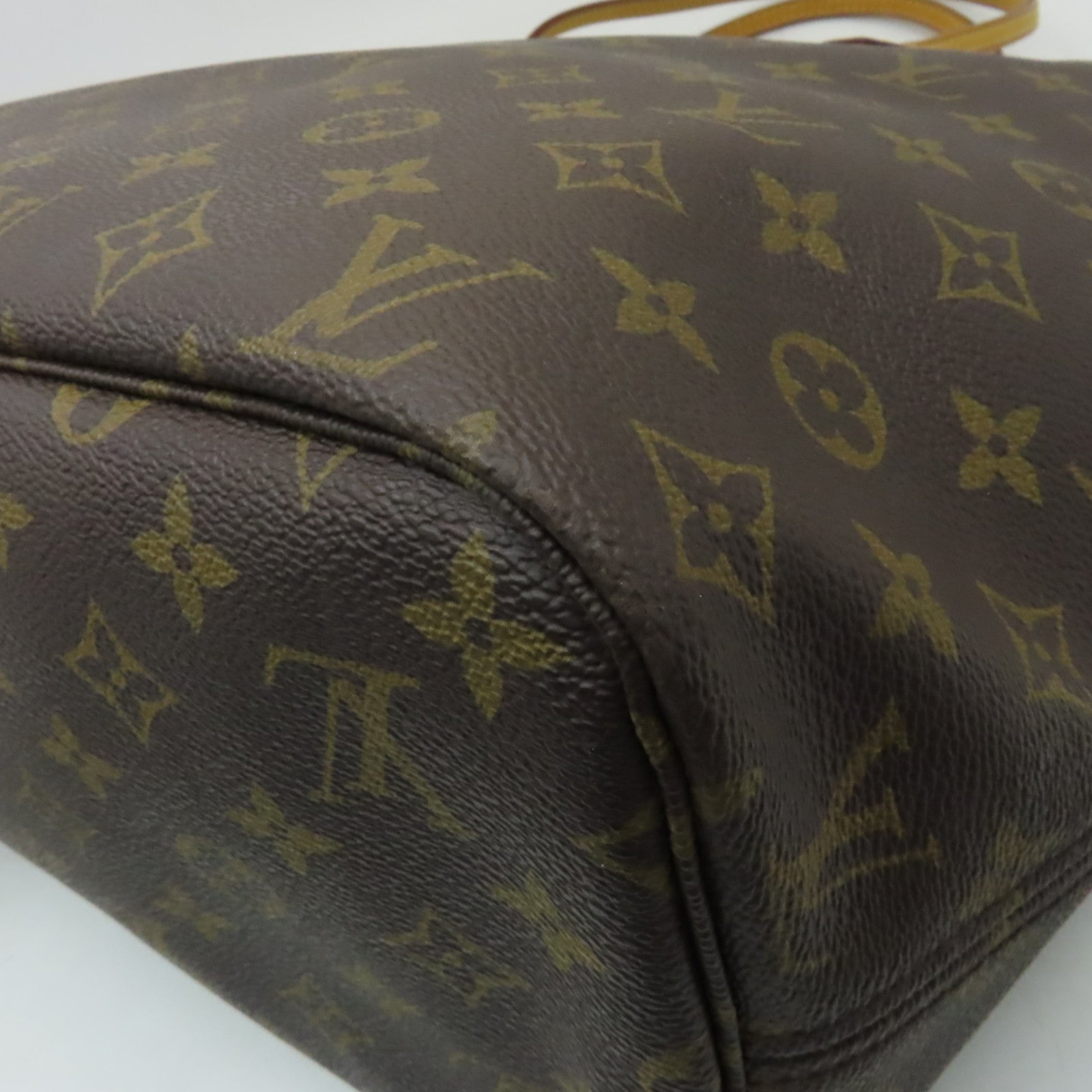 LOUIS VUITTON Monogram Neverfull MM金扣手挽袋啡色