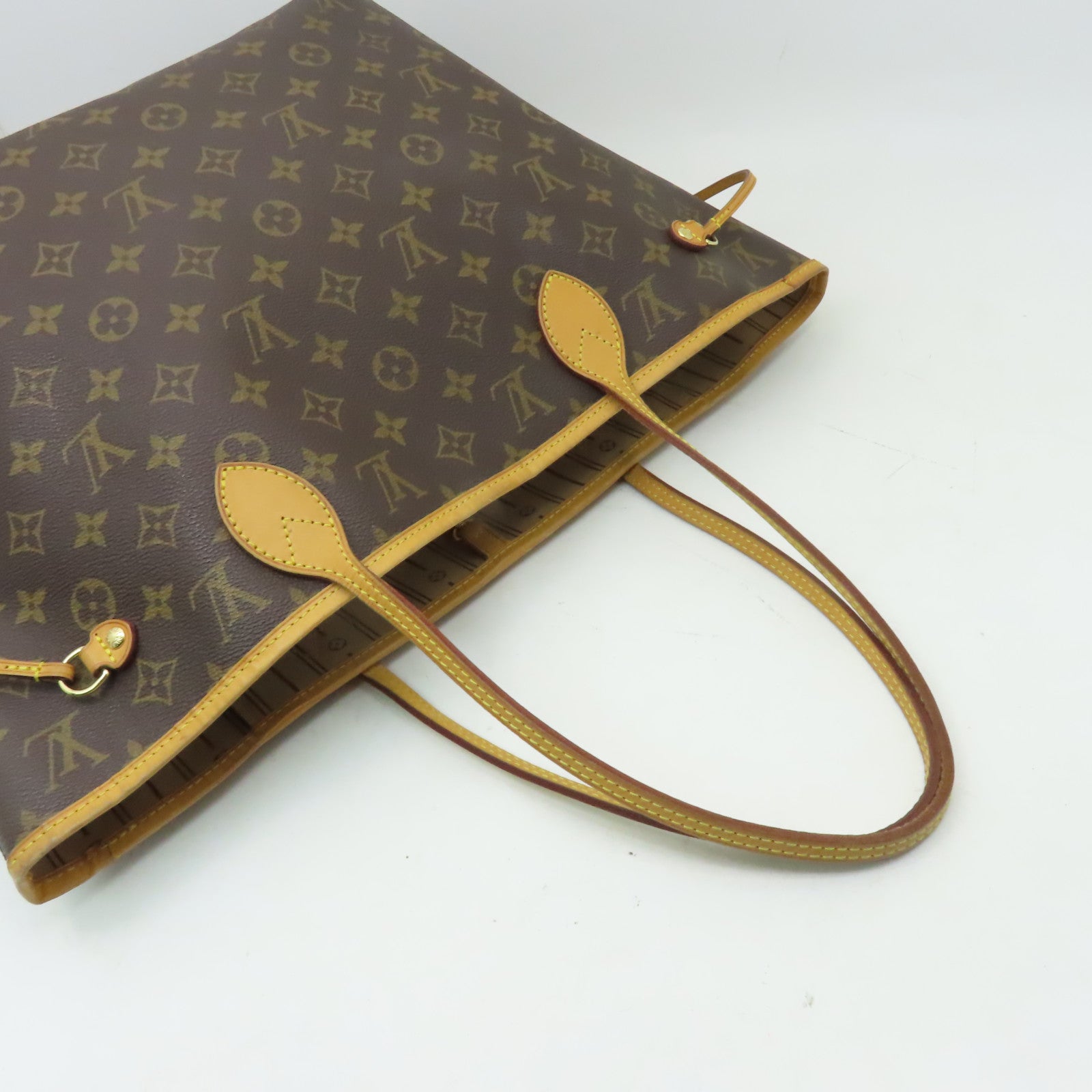 LOUIS VUITTON Monogram Neverfull MM金扣手挽袋啡色