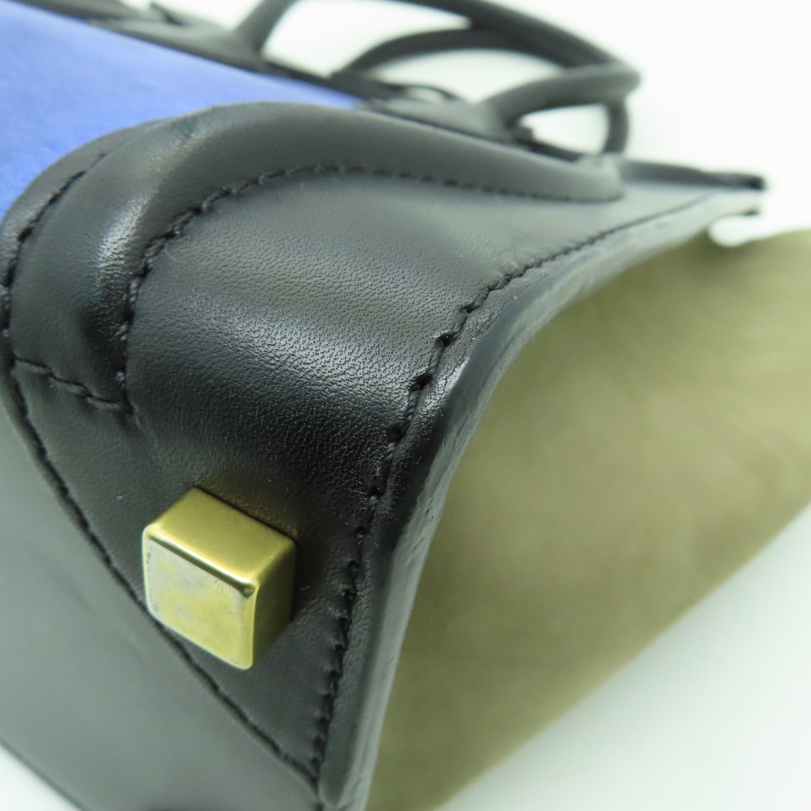 CELINE 牛皮皮革/麂皮皮革Micro Luggage金扣手挽袋藍色/黑色/灰色
