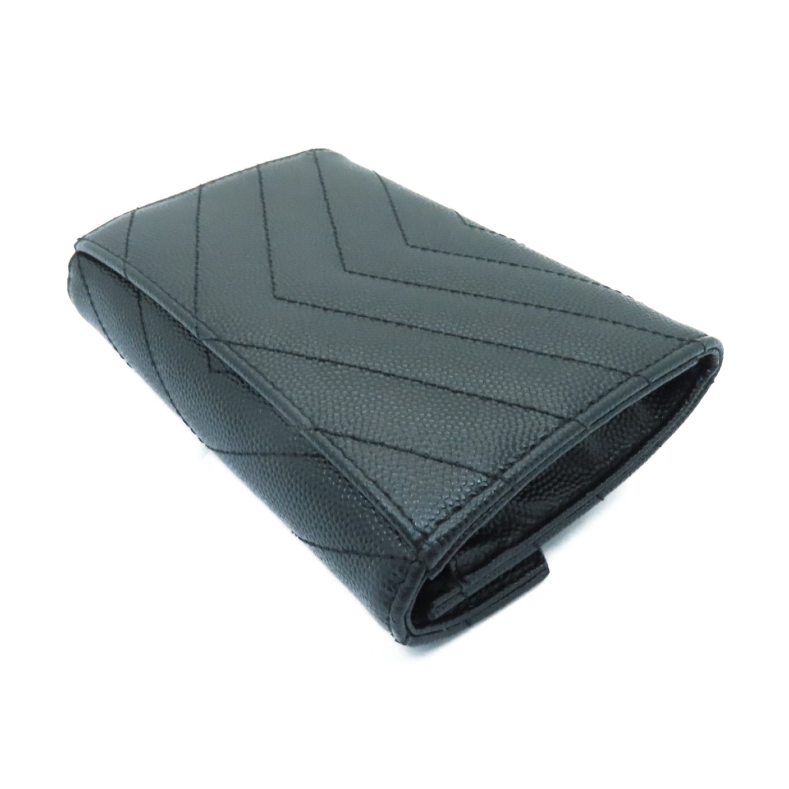 YVES SAINT LAURENT 牛皮皮革Coin Purse/Card Case金扣零錢包/卡片套黑色