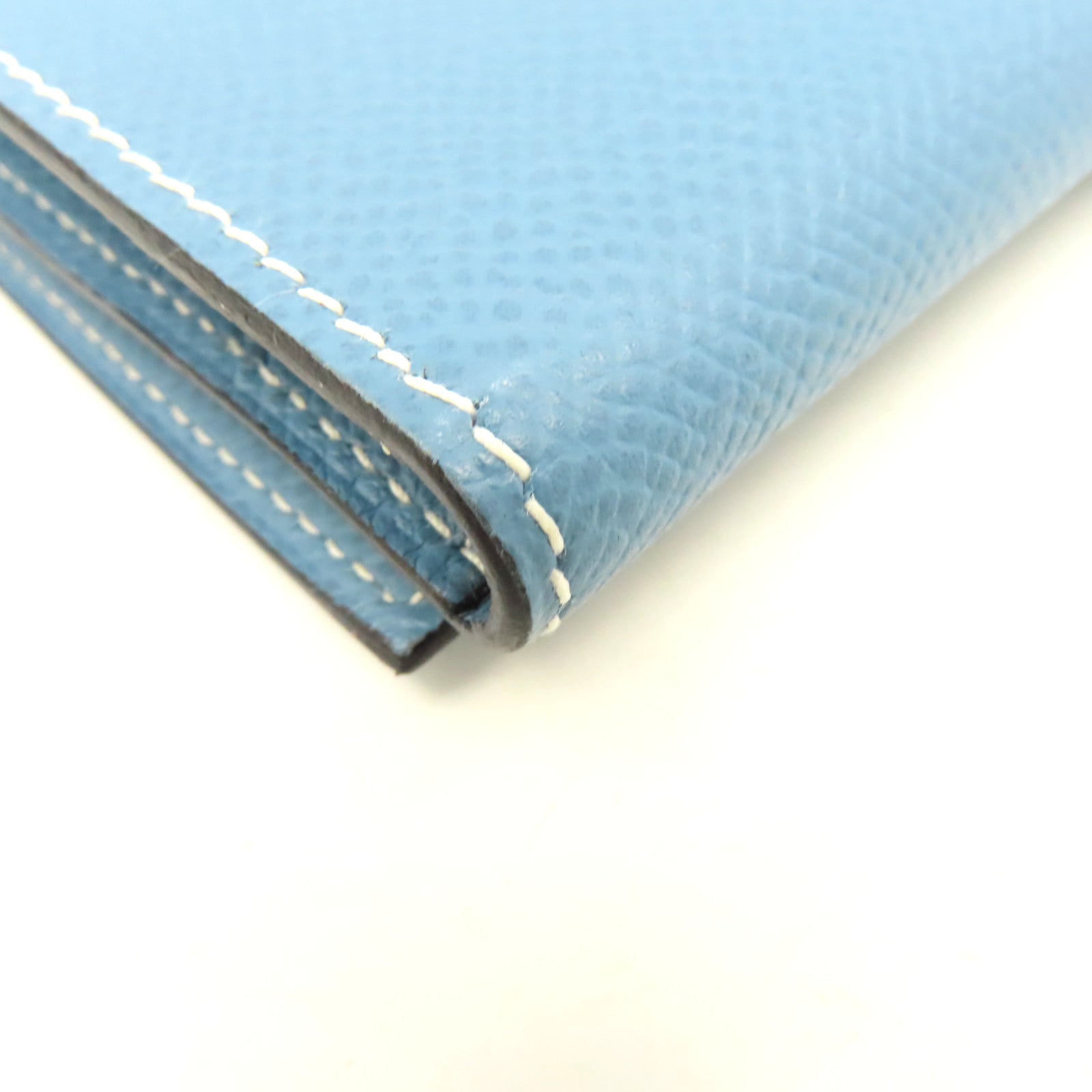 HERMES 【激減優惠】Epsom皮革Bearn W Snap Long Wallet銀扣長錢包Blue Jean牛仔藍