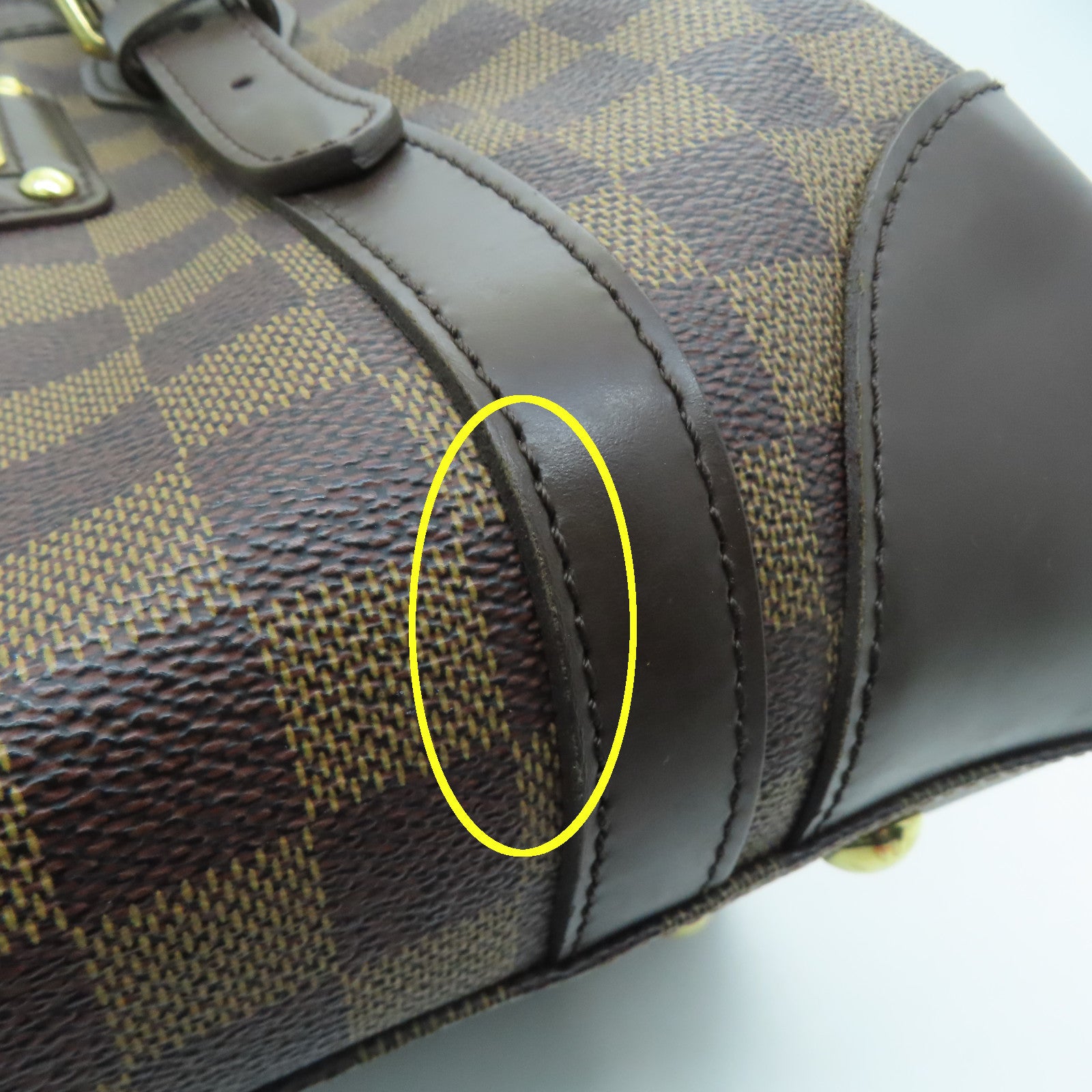 LOUIS VUITTON Damier Berkeley gold buckle handle bag brown