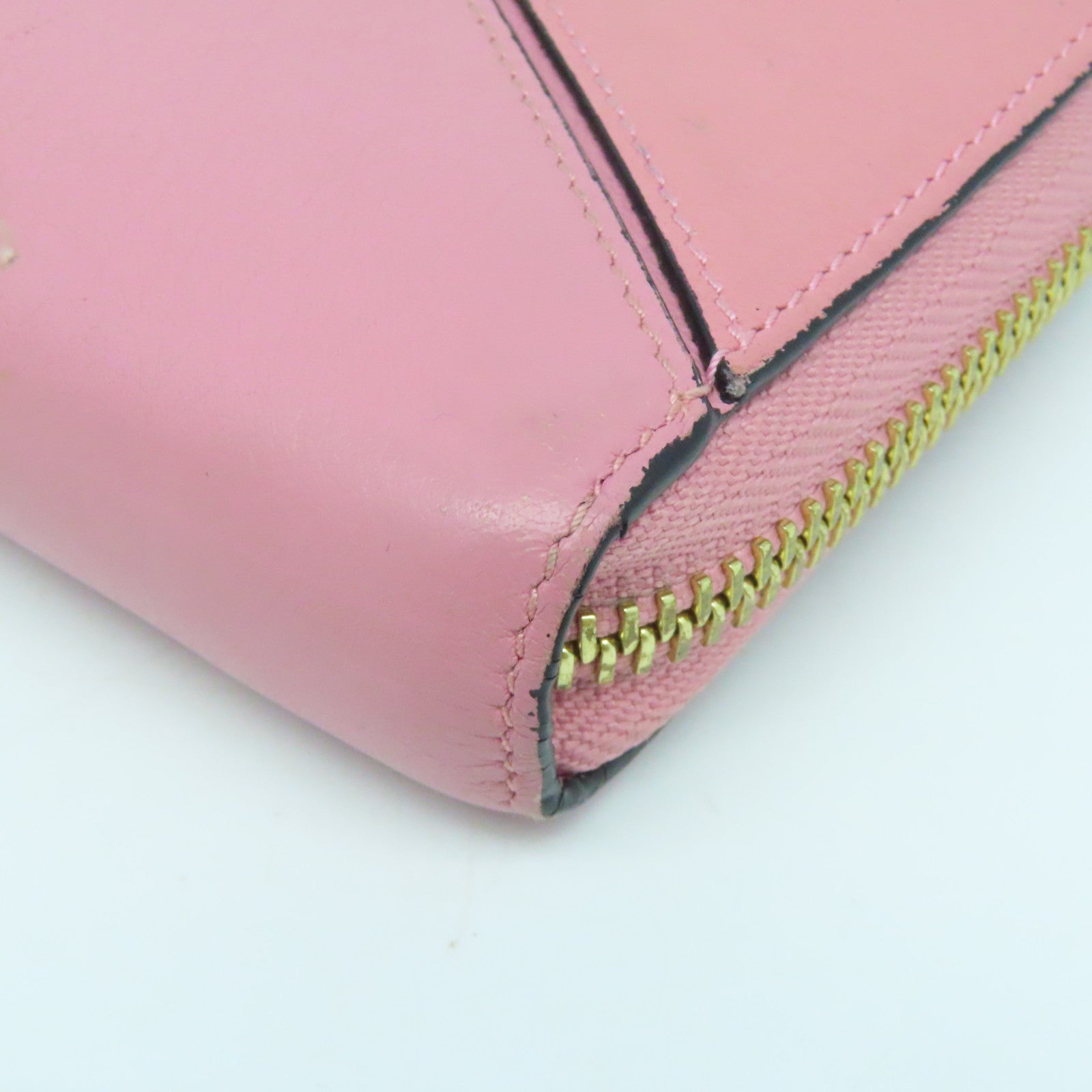 LOEWE 牛皮皮革Zipped Long Wallet金扣长钱包粉红色