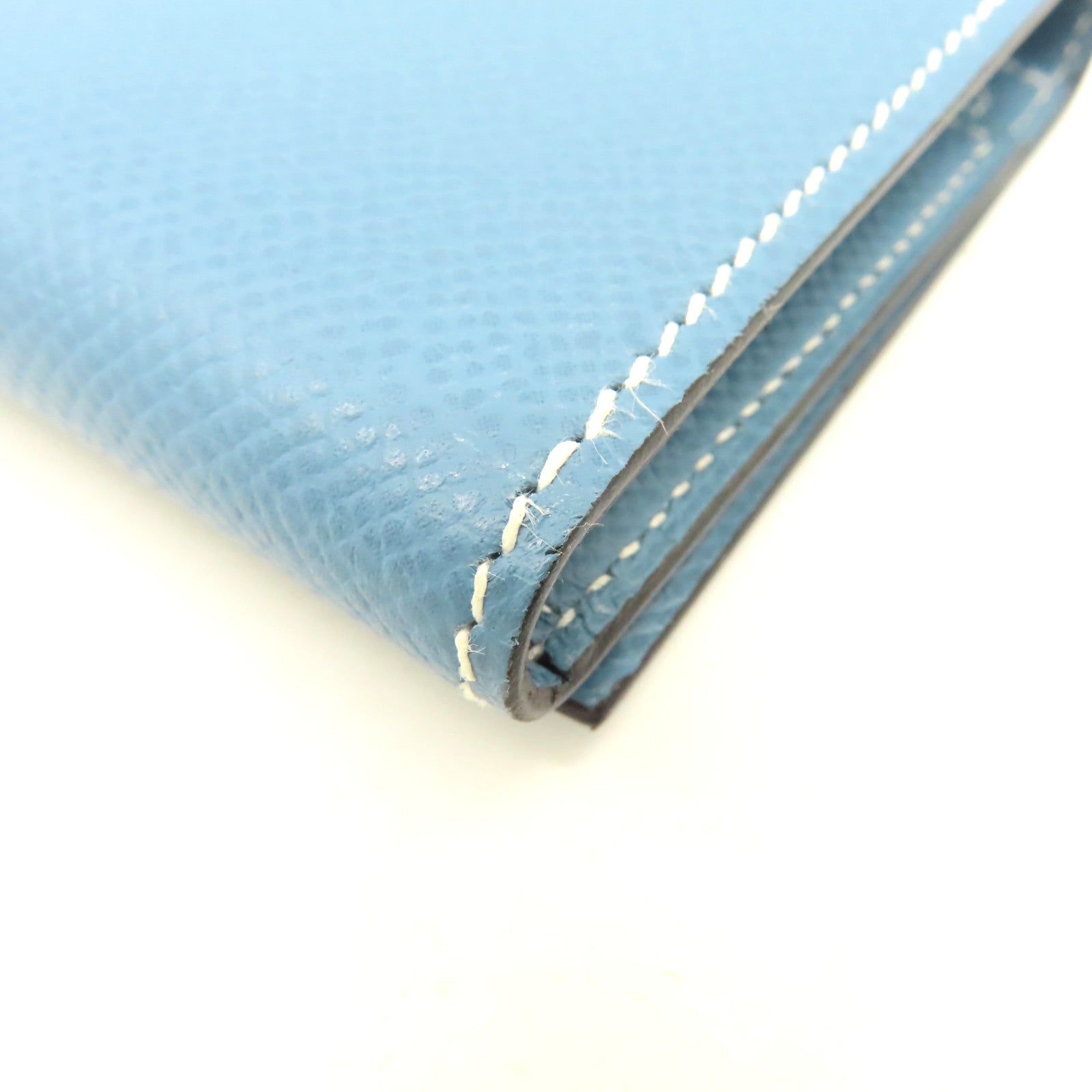 HERMES 【激減優惠】Epsom皮革Bearn W Snap Long Wallet銀扣長錢包Blue Jean牛仔藍