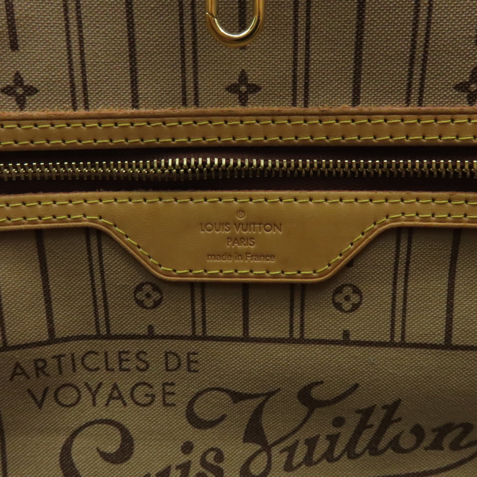 LOUIS VUITTON Monogram Neverfull MM金扣手挽袋啡色