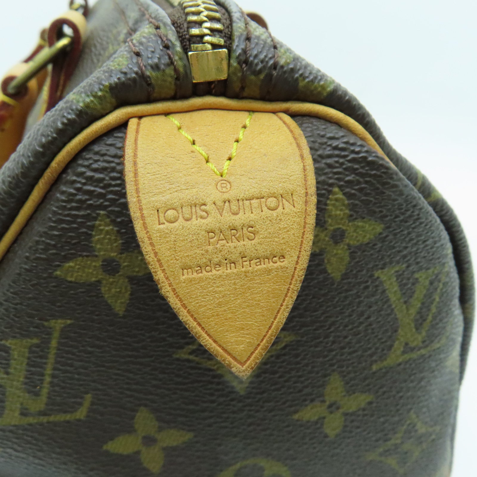 LOUIS VUITTON Monogram Speedy 25 Gold Buckle Hand Bag Brown